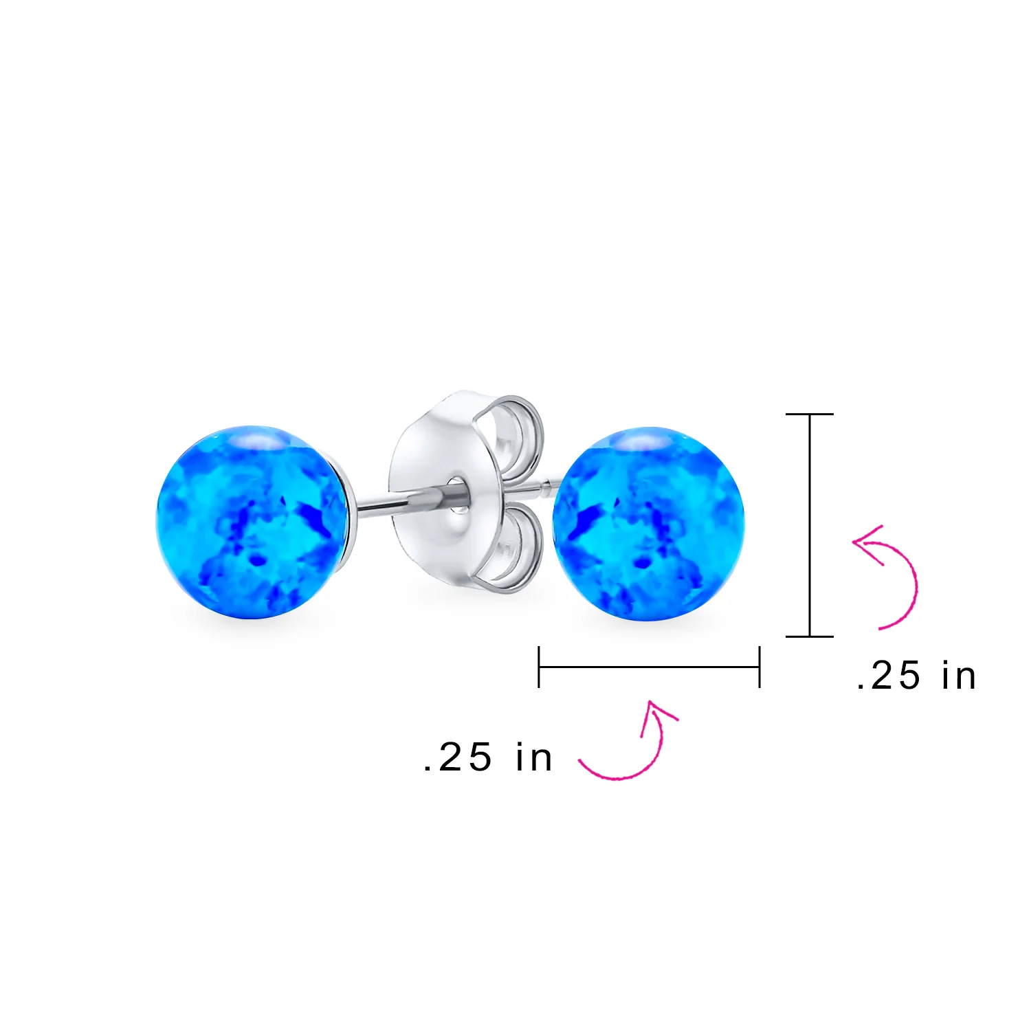 Minimalist Drop Ball Earrings Opalescent Opal Beads - October Birthstone 6MM - Image 19