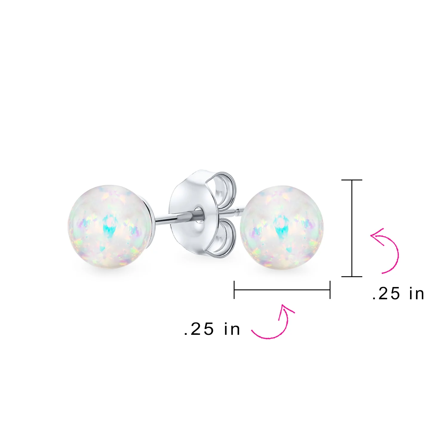 Minimalist Drop Ball Earrings Opalescent Opal Beads - October Birthstone 6MM - Image 21