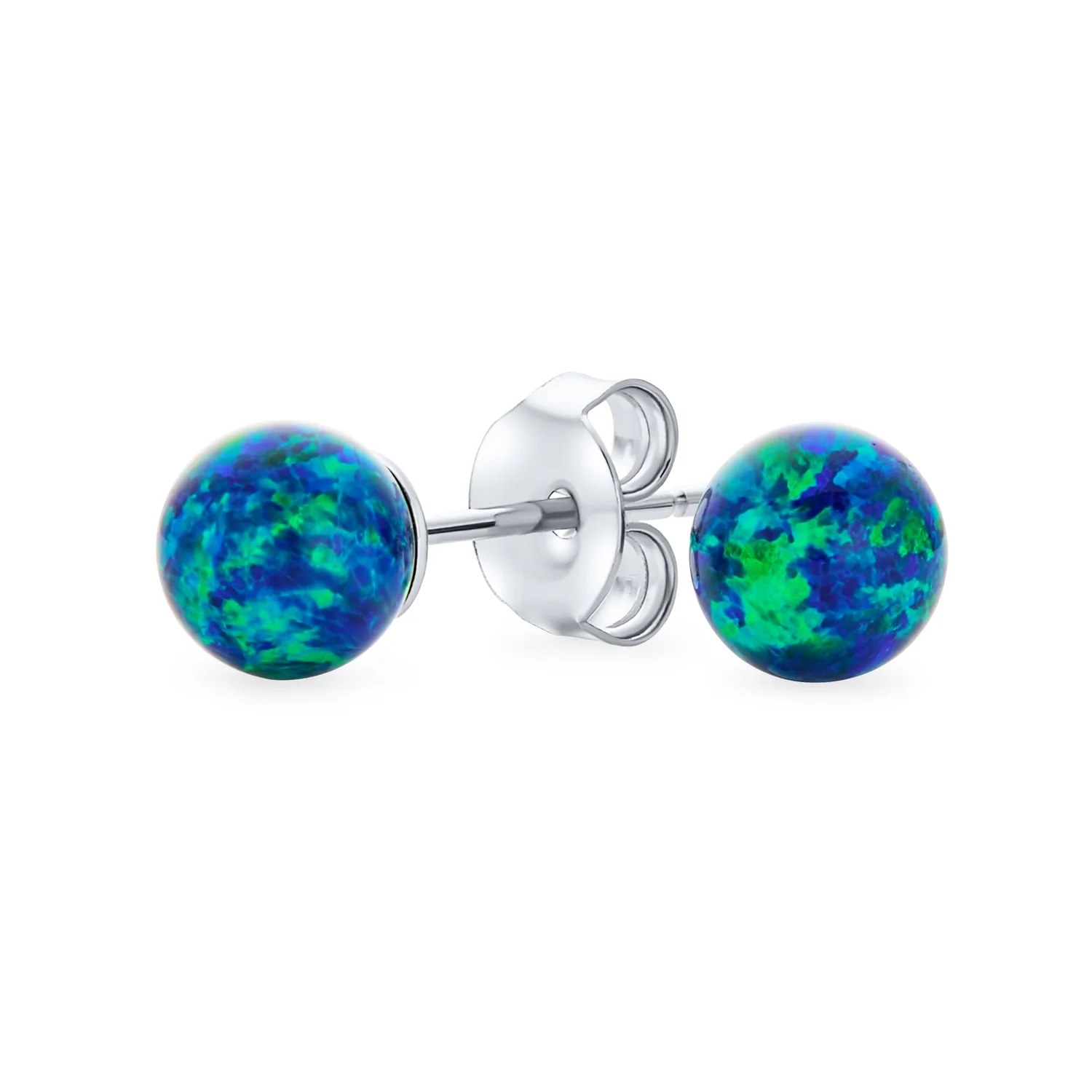 Minimalist Drop Ball Earrings Opalescent Opal Beads - October Birthstone 6MM - Image 4