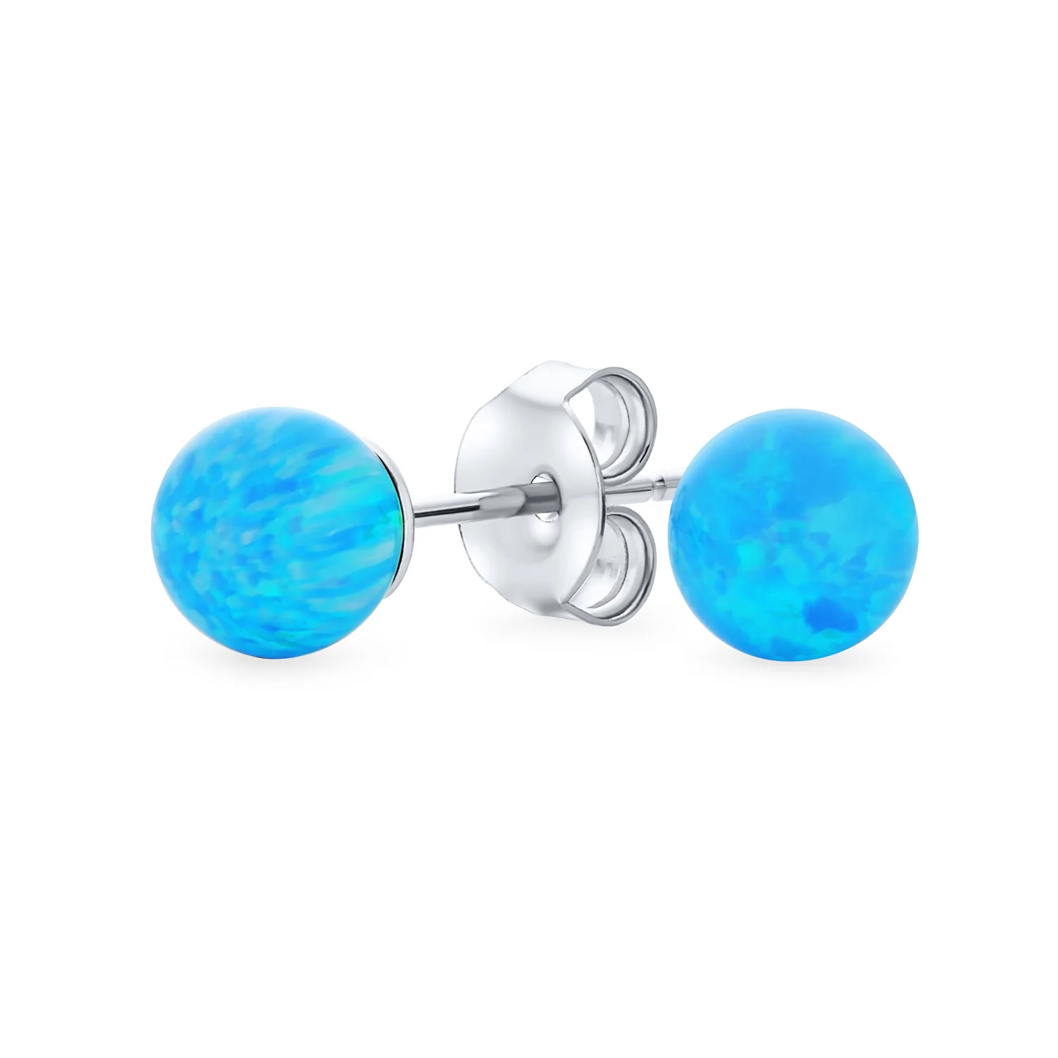 Minimalist Drop Ball Earrings Opalescent Opal Beads - October Birthstone 6MM - Image 5