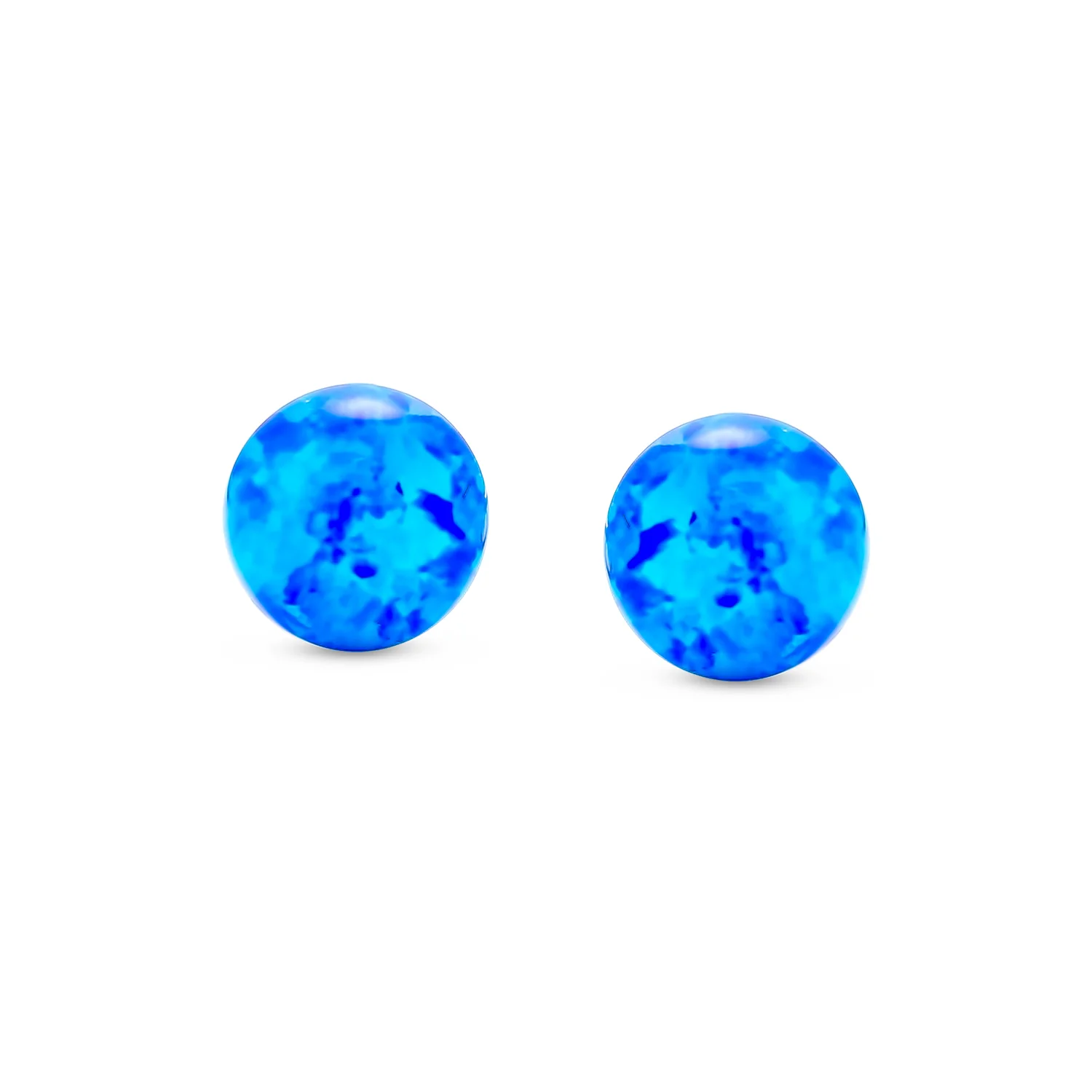 Minimalist Drop Ball Earrings Opalescent Opal Beads - October Birthstone 6MM - Image 7