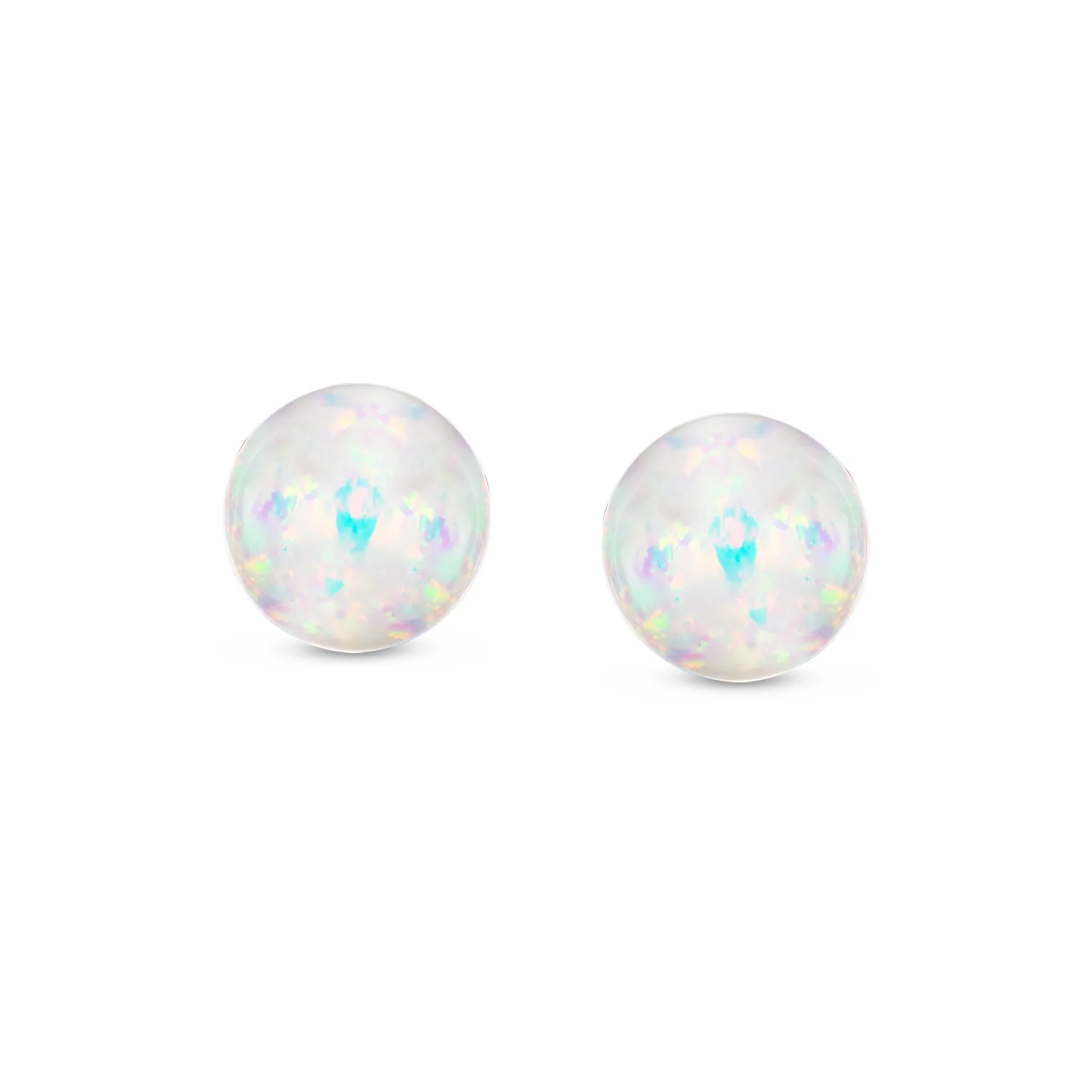 Minimalist Drop Ball Earrings Opalescent Opal Beads - October Birthstone 6MM - Image 9