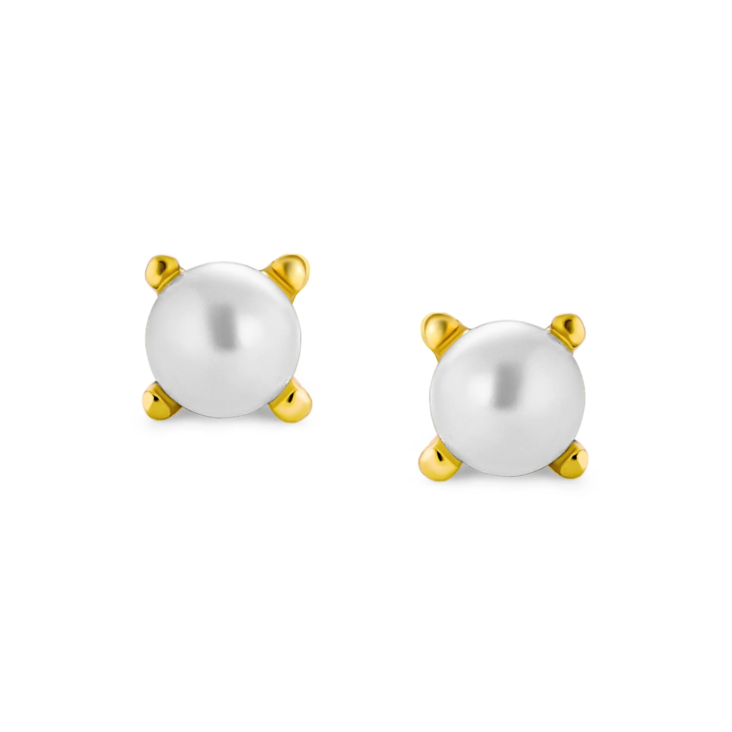 Set of 2 Tiny Freshwater Pearl Stud Earrings Silver Gold Plated Sterling Silver - Image 2