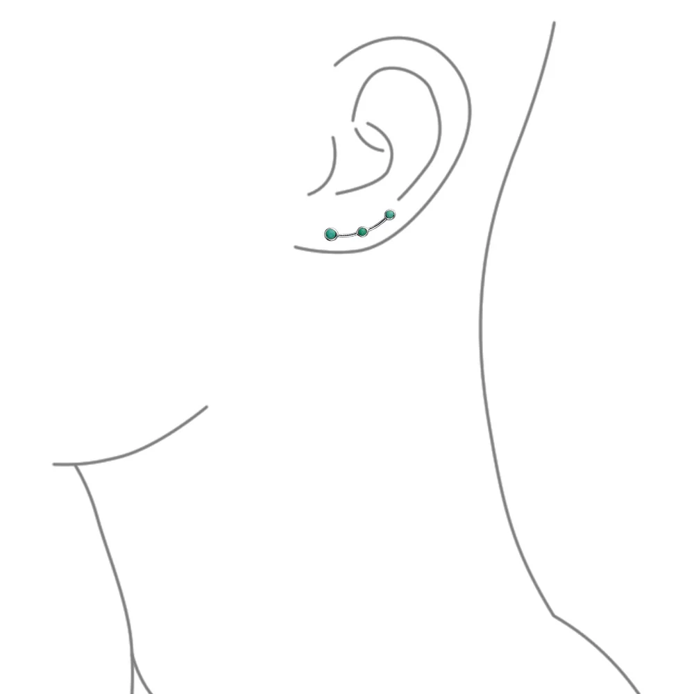 Minimalist Blue Turquoise Ear Pin Climbers Earrings Ear Crawlers Sterling Silver - Image 4