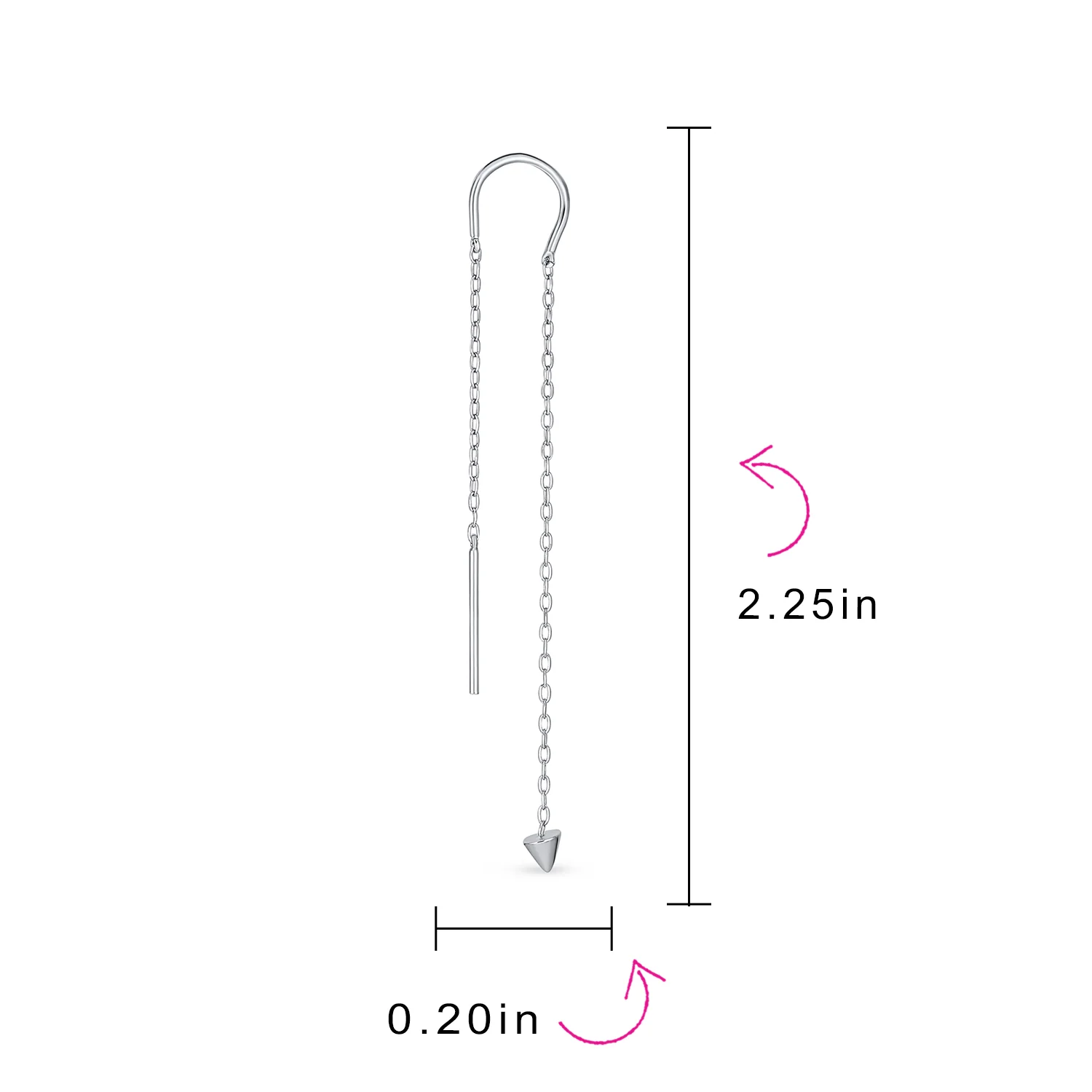 Minimalist Tiny Arrow Chain Threader Earrings 14K Gold Plated .925 Sterling Silver - Image 5