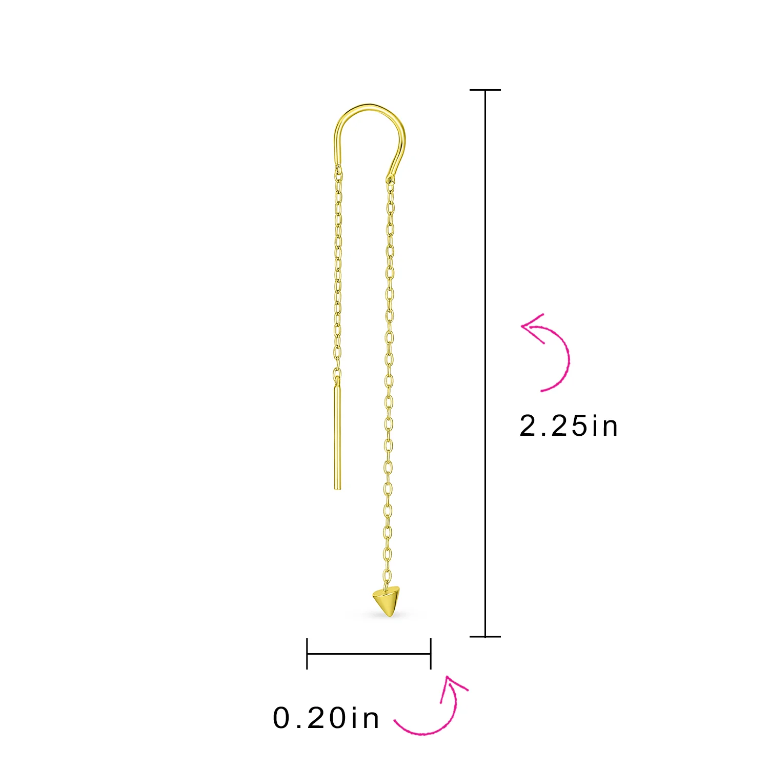 Minimalist Tiny Arrow Chain Threader Earrings 14K Gold Plated .925 Sterling Silver - Image 6