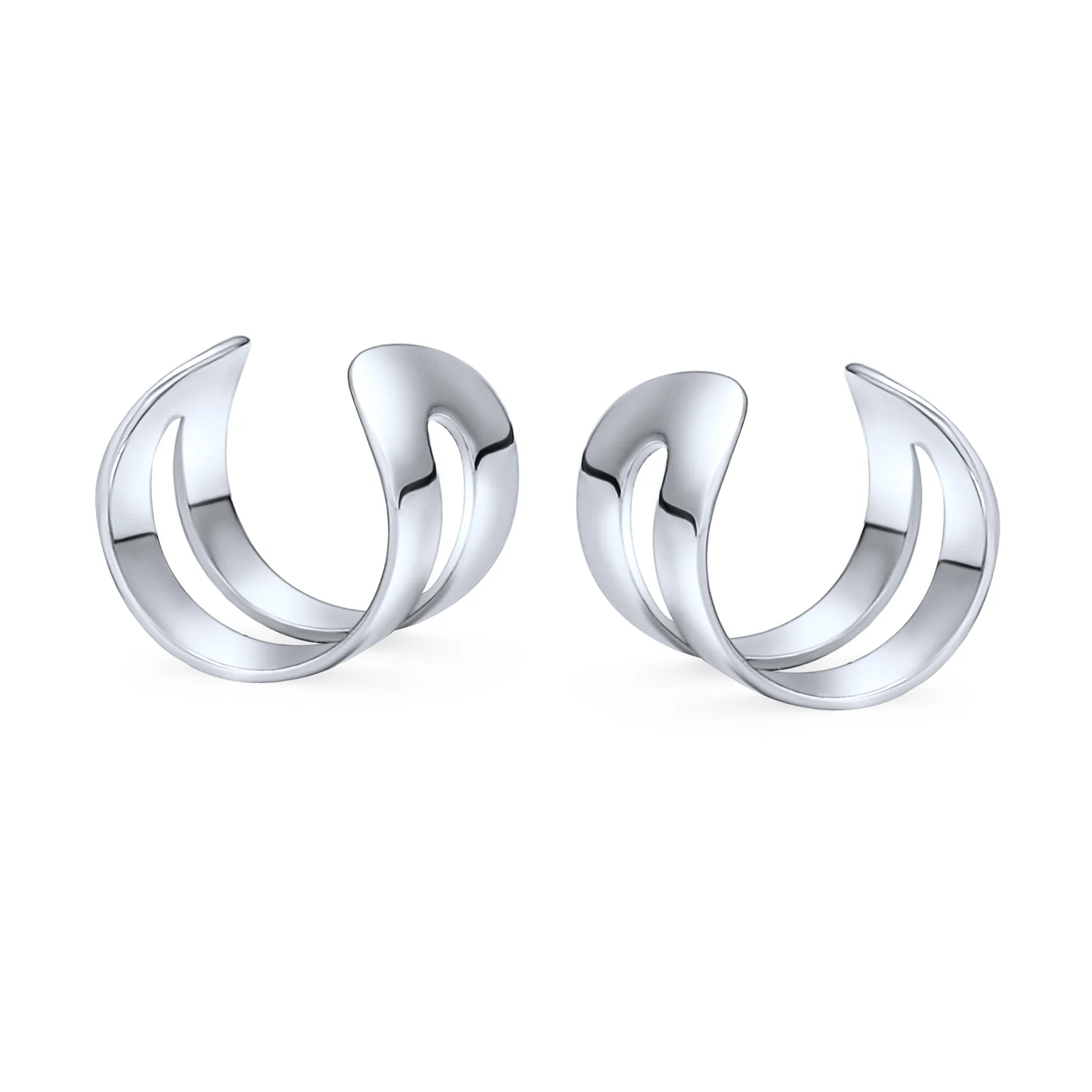 Set of 2 Tiny Chevron Ear Cuff Cartilage Clip Wrap Helix Silver For Non-Pierced - Image 5