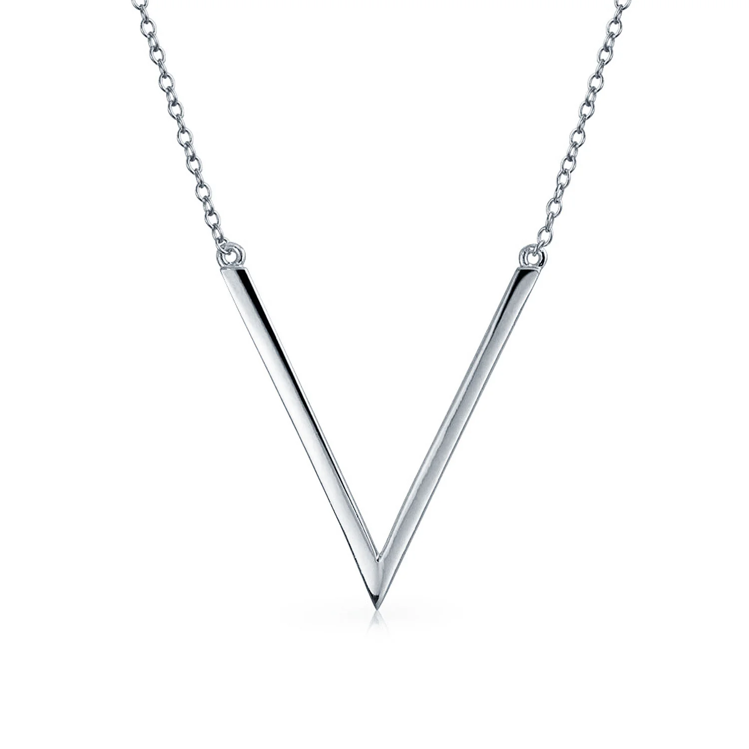 Minimalist Geometric Chevron V Pendant Necklace 14K Gold Plated Silver - Image 2
