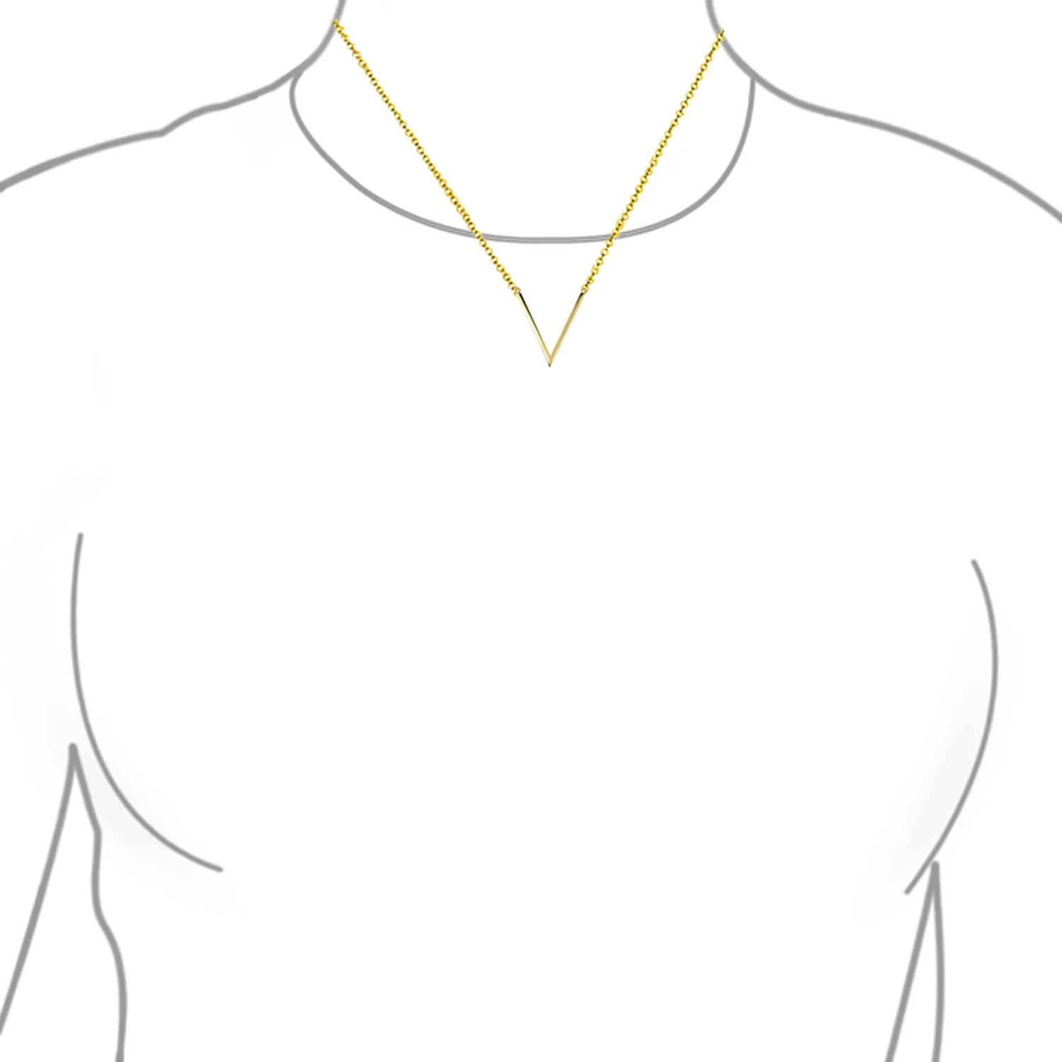 Minimalist Geometric Chevron V Pendant Necklace 14K Gold Plated Silver - Image 3