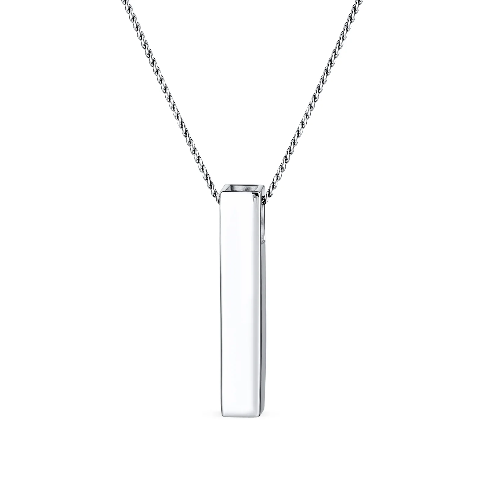 Minimalist Vertical Bar Necklace Pendant Solid .925 Sterling Silver