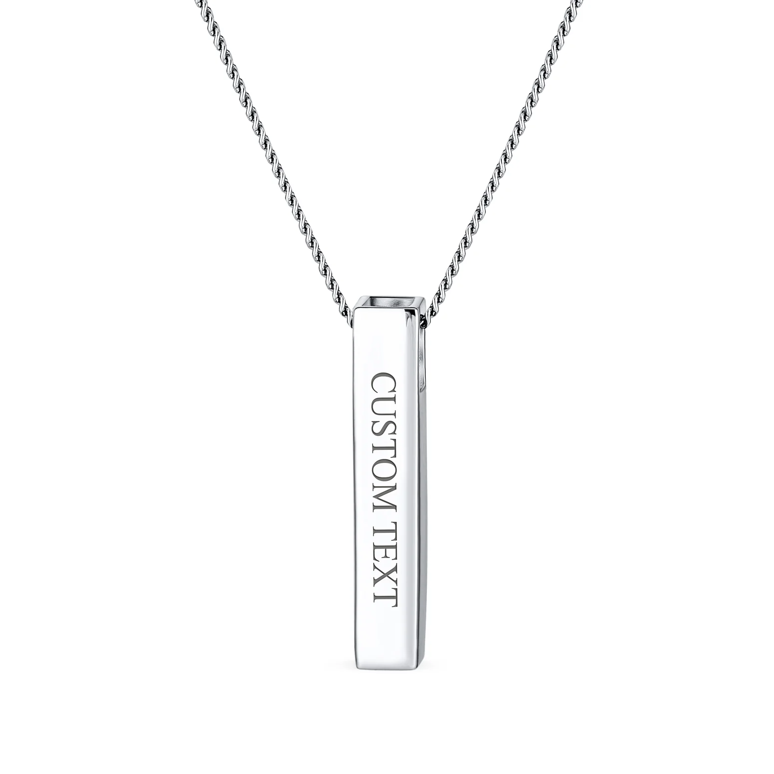 Minimalist Vertical Bar Necklace Pendant Solid .925 Sterling Silver - Image 2