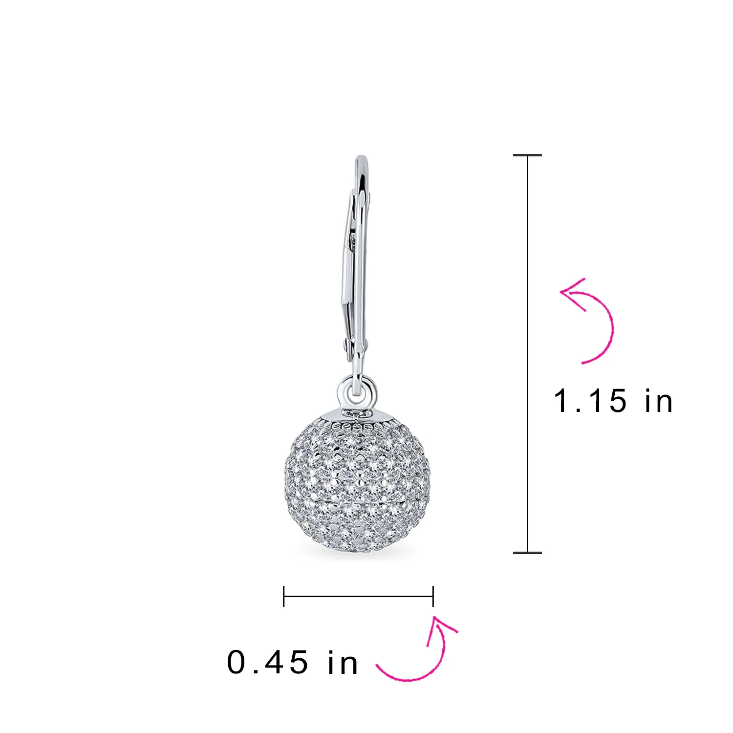 Minimalist Geometric Dangle Chandelier Earrings Cubic Zirconia Pave Disco Ball - Image 4