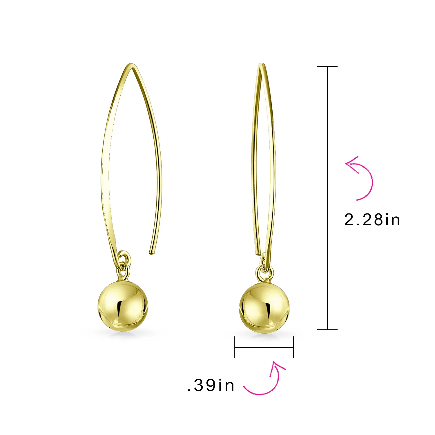 Minimalist Geometric Dangle Earrings 14K Gold Plated Sterling Silver 8MM Bead - Image 8