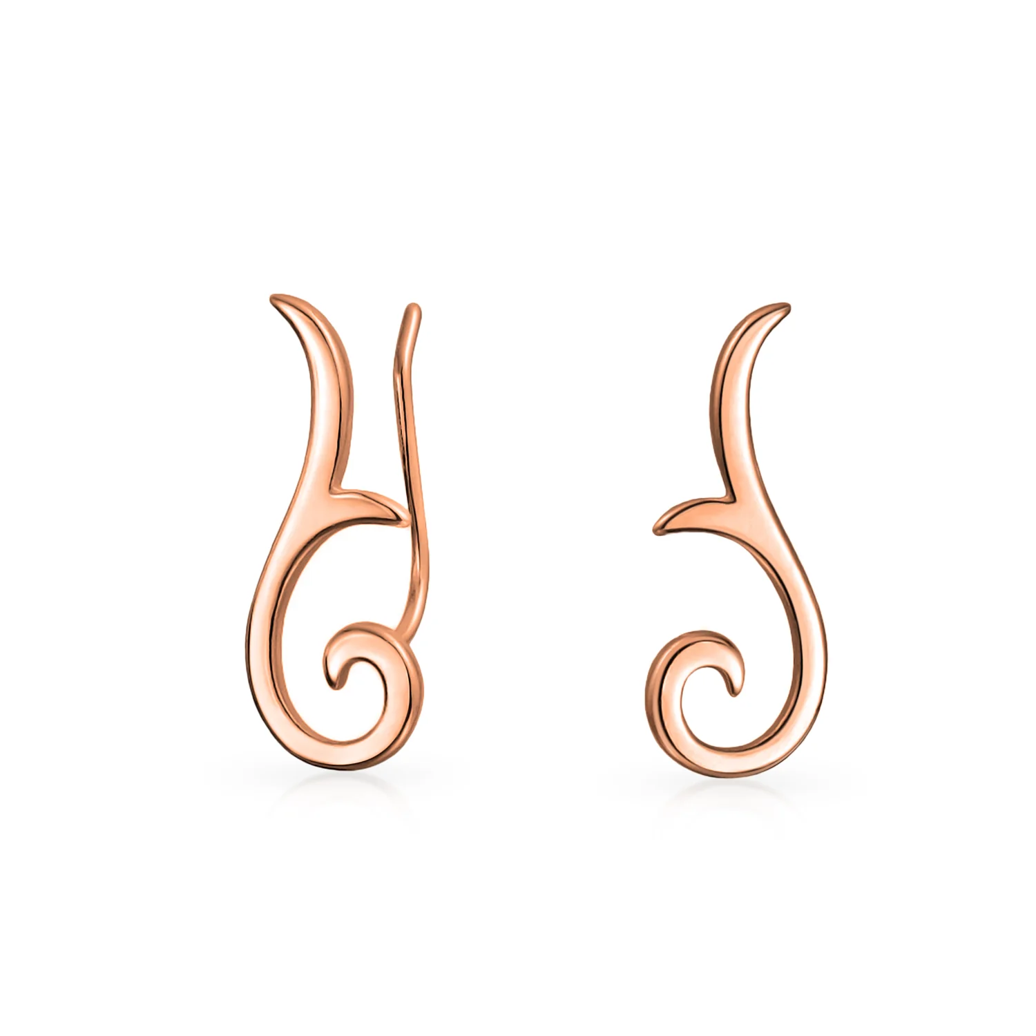 Scroll Design Ear Pin Crawlers Climber Earrings Gold Plated .925 Sterling Silver - Image 3