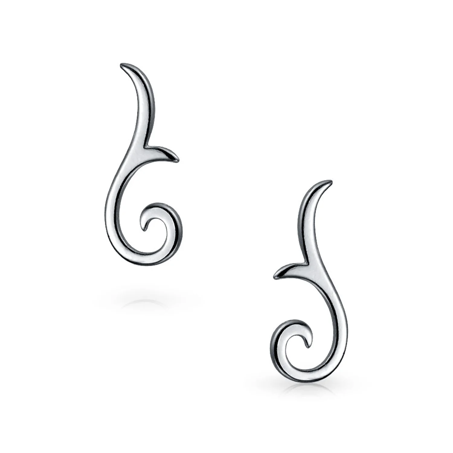 Scroll Design Ear Pin Crawlers Climber Earrings Gold Plated .925 Sterling Silver - Image 4