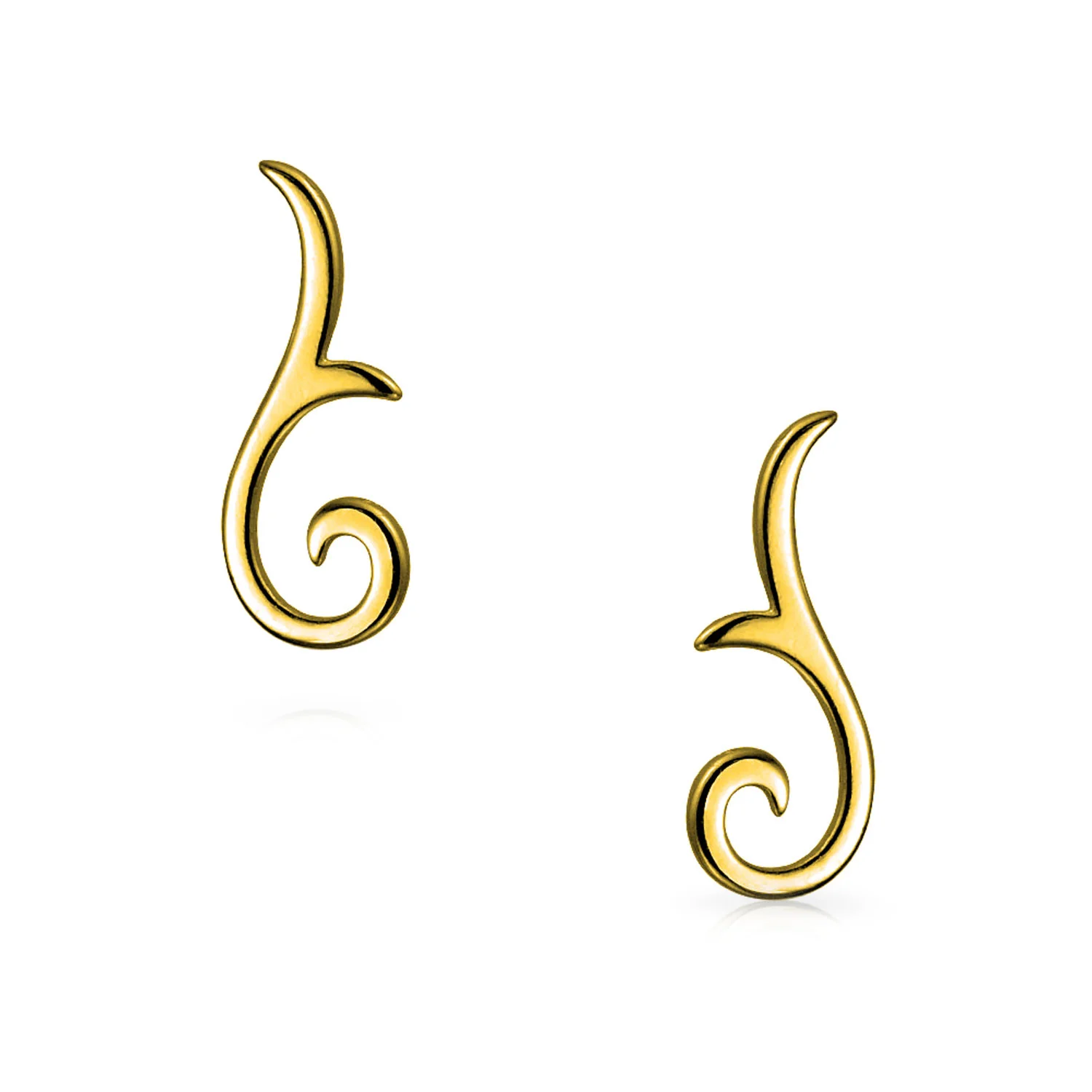 Scroll Design Ear Pin Crawlers Climber Earrings Gold Plated .925 Sterling Silver - Image 5