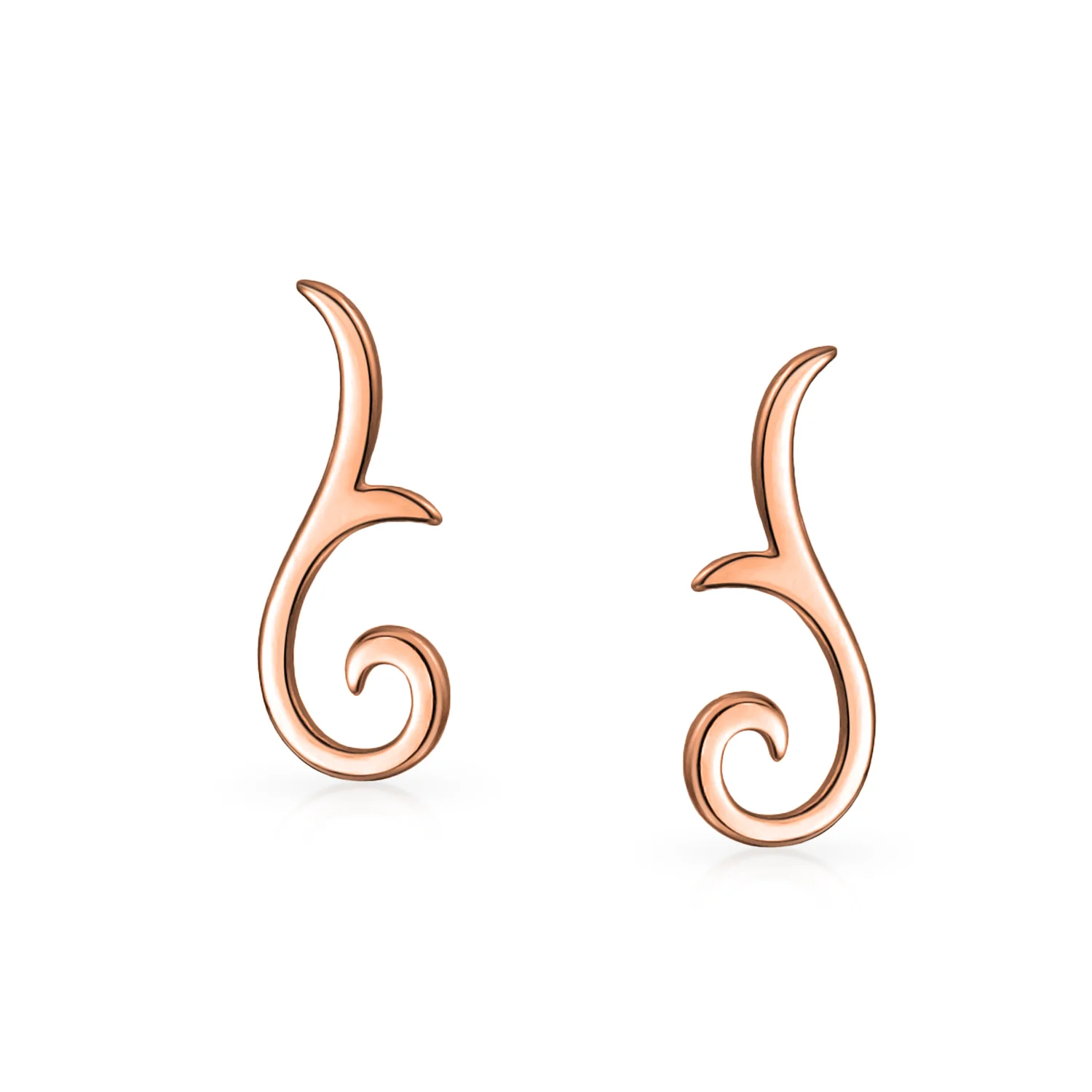 Scroll Design Ear Pin Crawlers Climber Earrings Gold Plated .925 Sterling Silver - Image 6