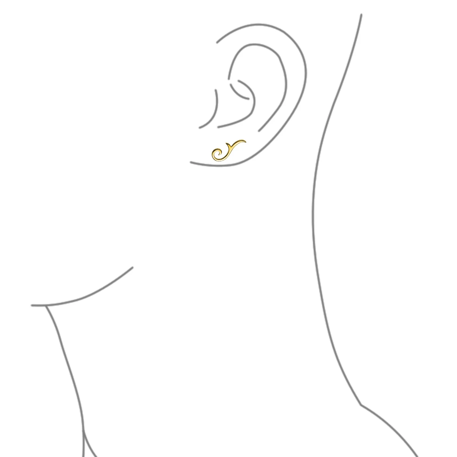 Scroll Design Ear Pin Crawlers Climber Earrings Gold Plated .925 Sterling Silver - Image 8