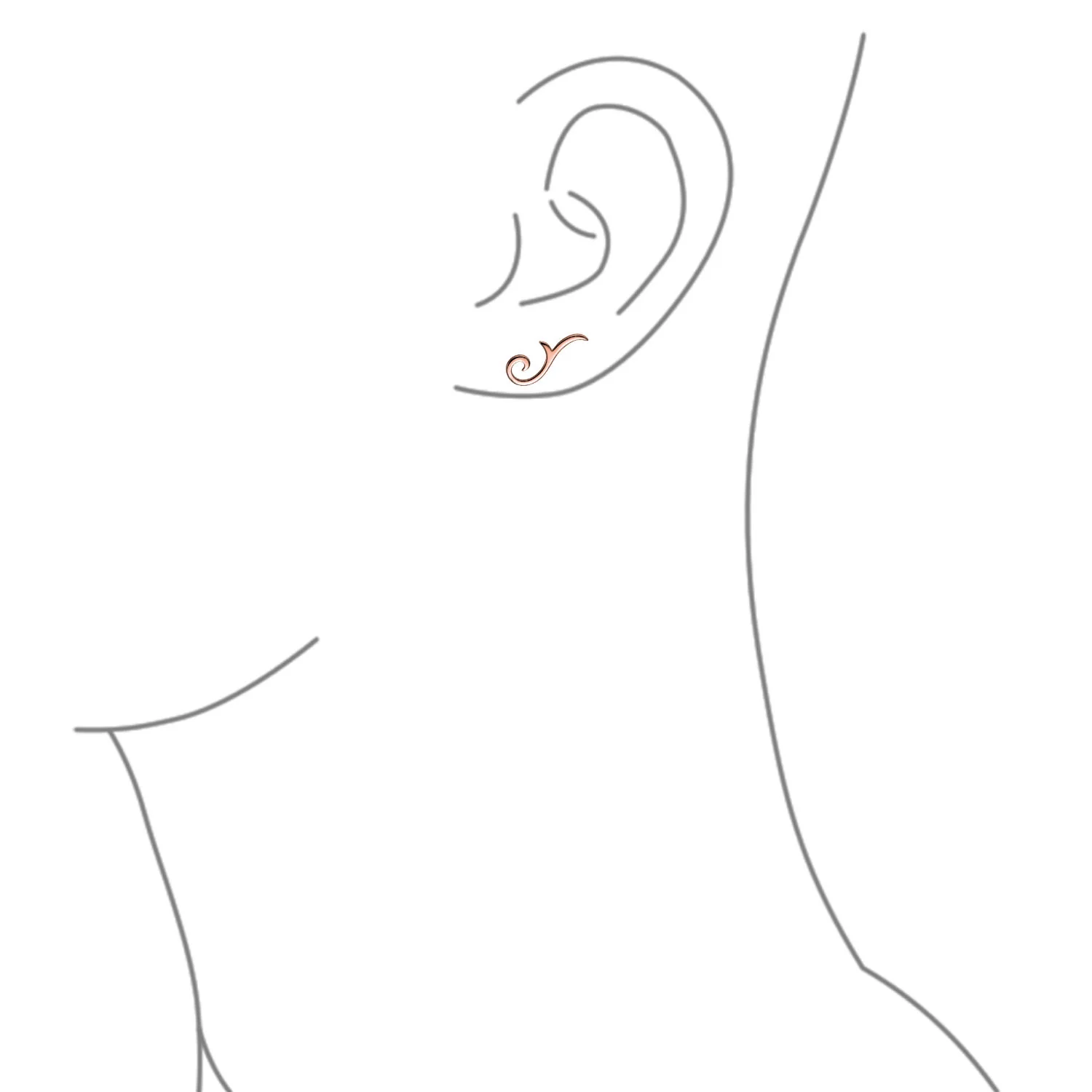 Scroll Design Ear Pin Crawlers Climber Earrings Gold Plated .925 Sterling Silver - Image 9
