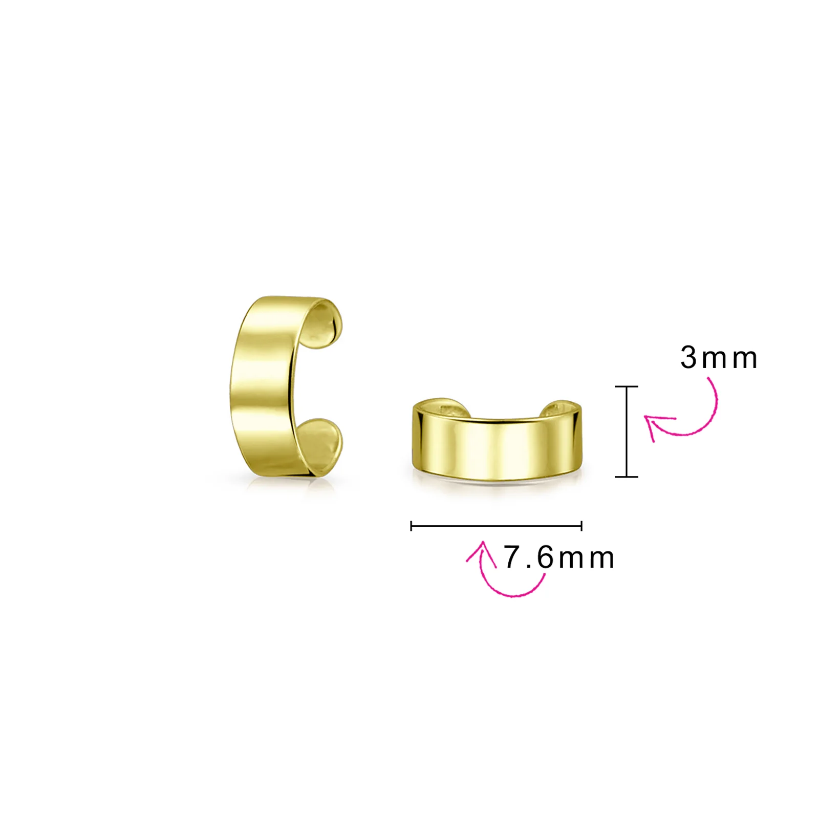 Set of 2 Geometric Ear Cuff Cartilage Clip Earrings For Non Pierced Gold Plated - Image 4