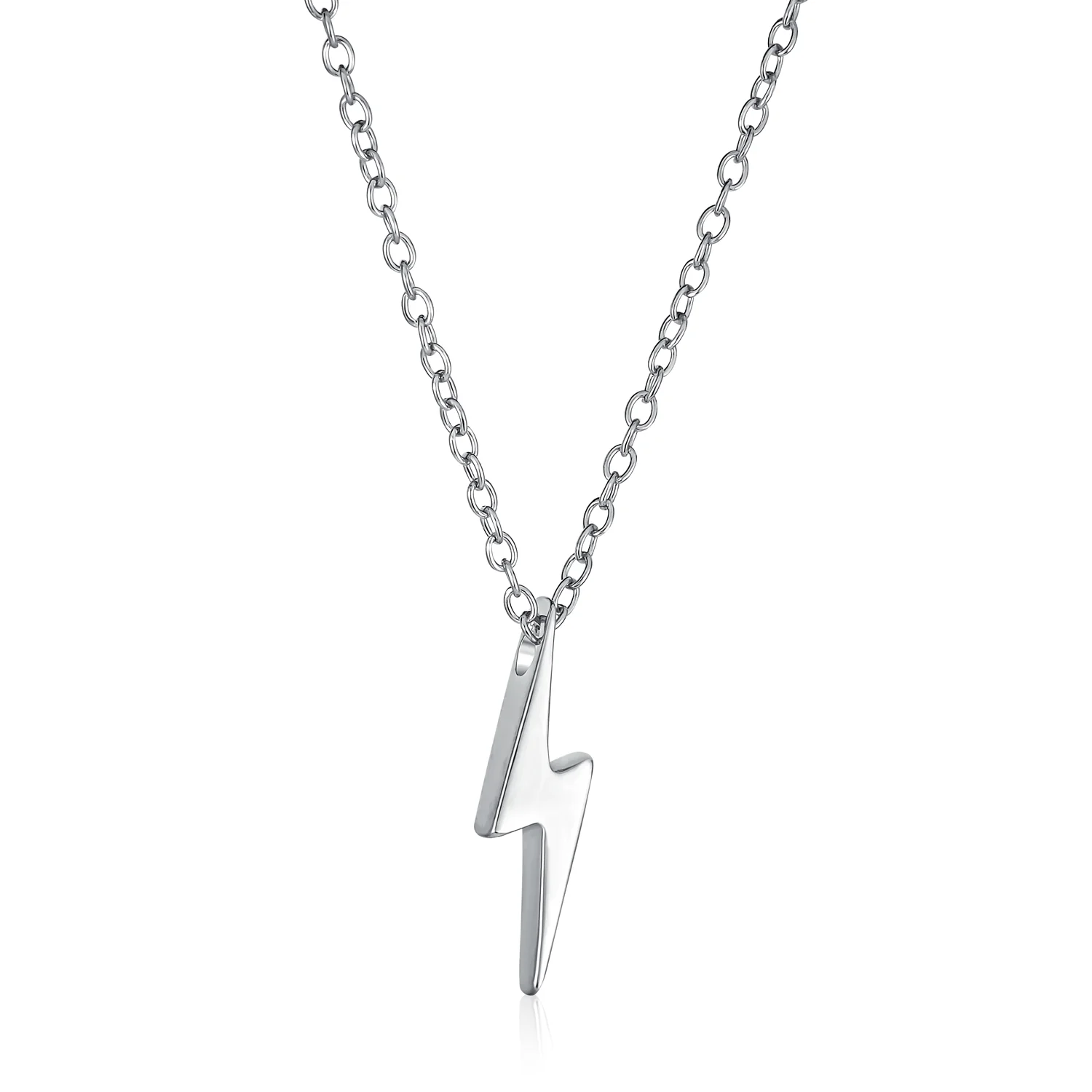 Minimalist Geometric Lightning Bolt Pendant Necklace CZ Accent Gold Plated .925 Sterling Silver - Image 3