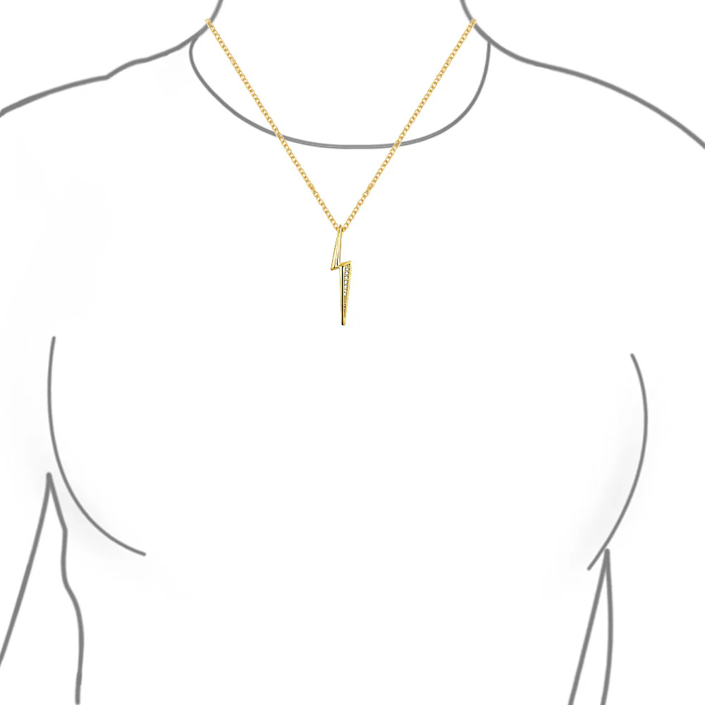 Minimalist Geometric Lightning Bolt Pendant Necklace 14K Gold Plated Silver - Image 2