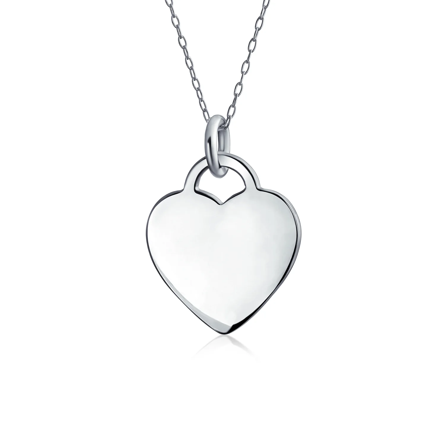 Personalized Engraving X Small Blank Heart Shape Pendant Necklace Sterling Silver