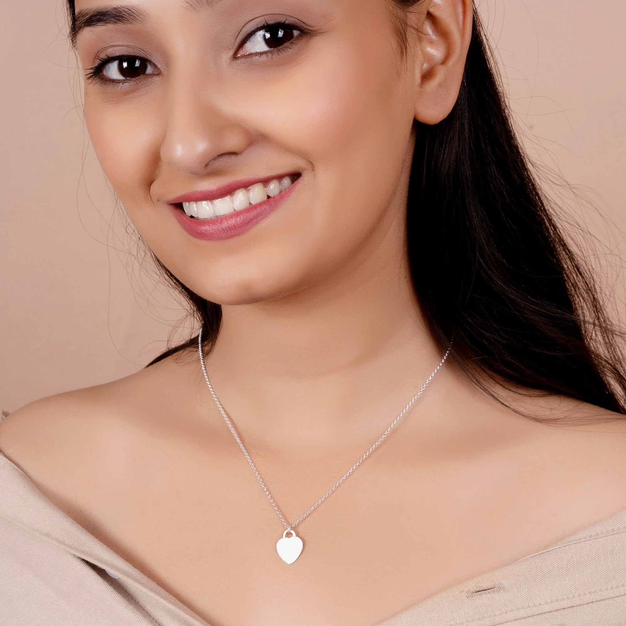 Personalized Engraving X Small Blank Heart Shape Pendant Necklace Sterling Silver - Image 3