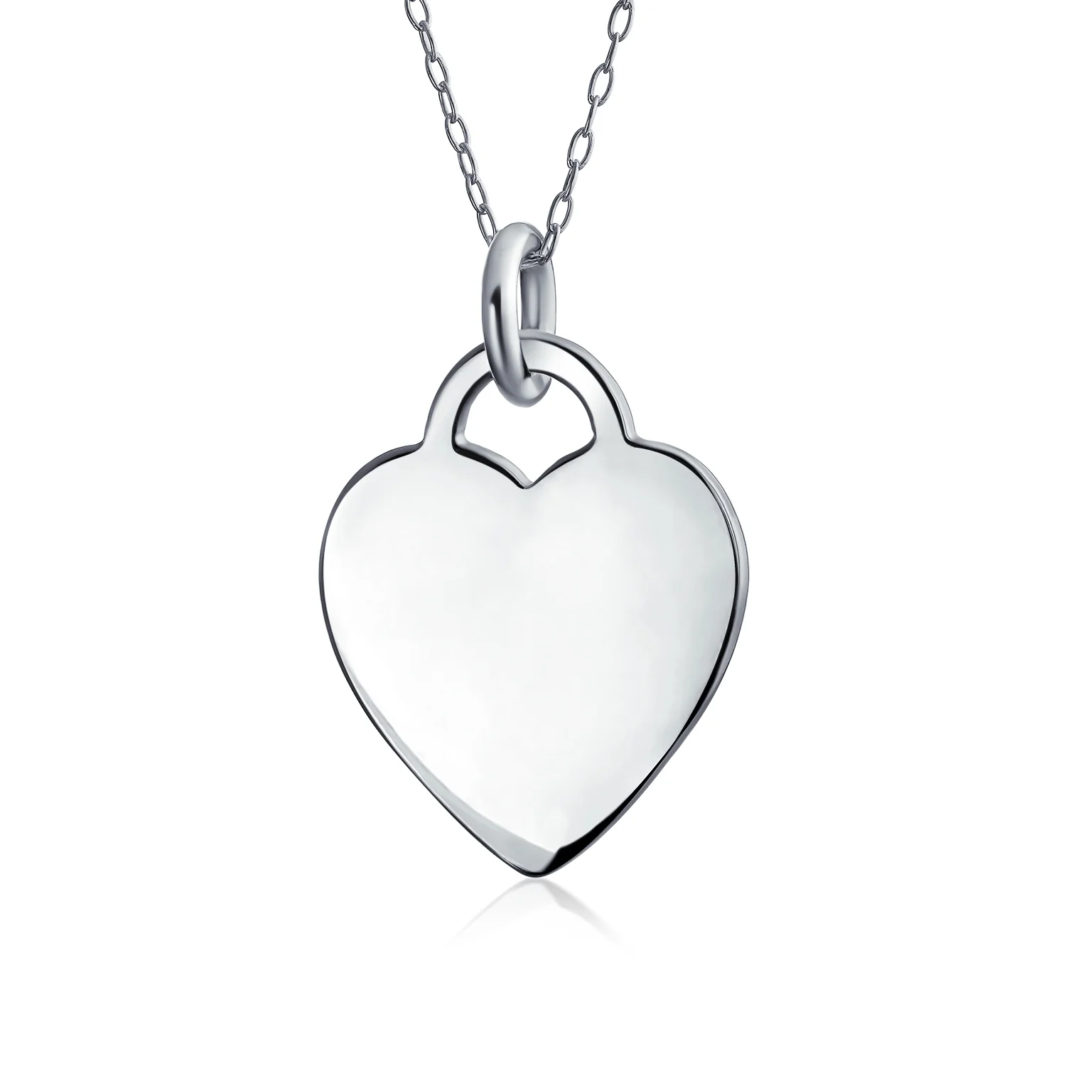 Personalized Engraving Small Blank Heart Shape Pendant Necklace Sterling Silver