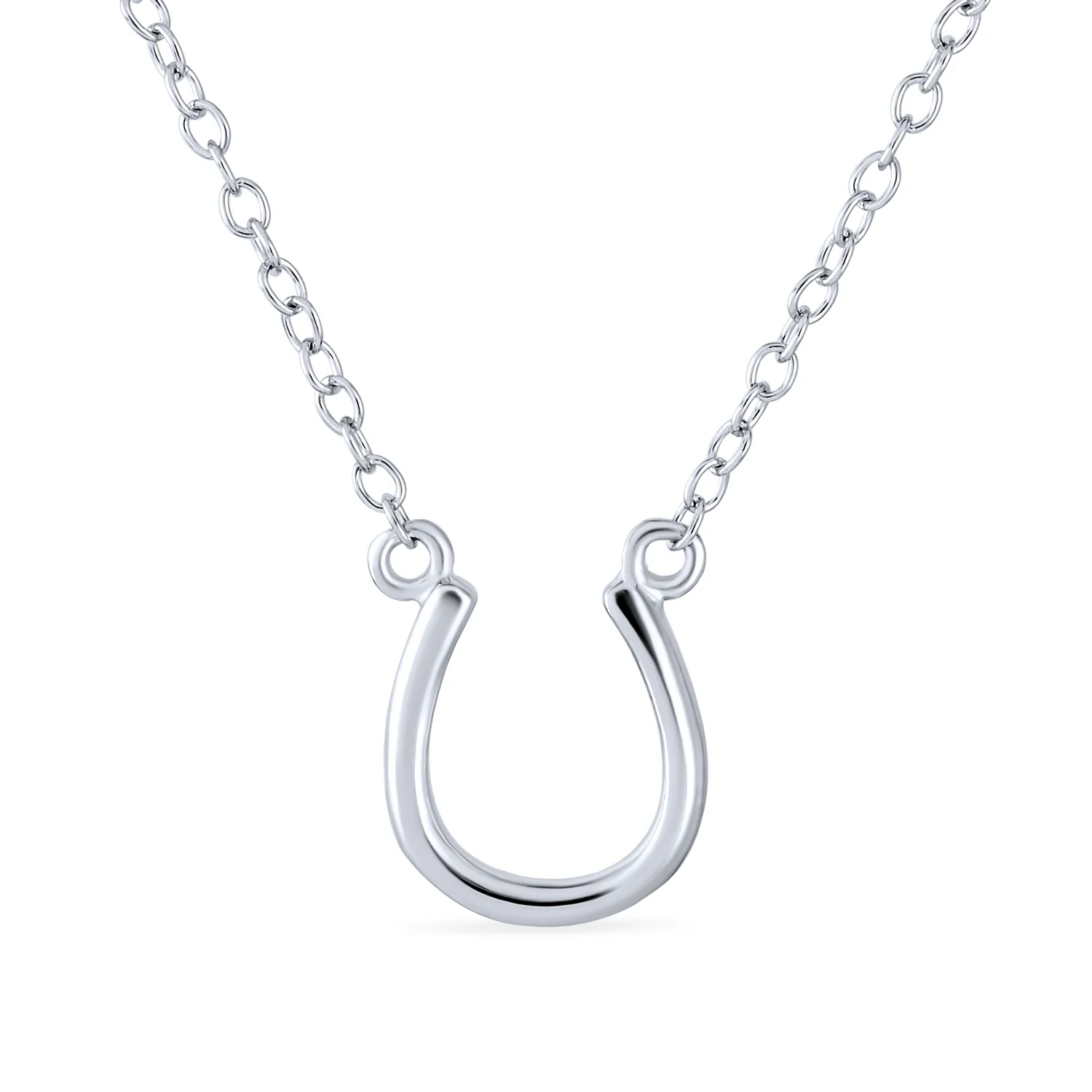 Equestrian Good Luck Charm Horseshoe Pendant Necklace Rose Gold Plated Silver