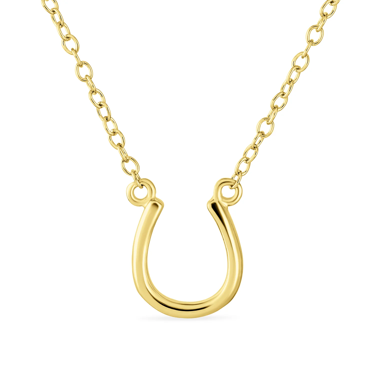 Equestrian Good Luck Charm Horseshoe Pendant Necklace Rose Gold Plated Silver - Image 2