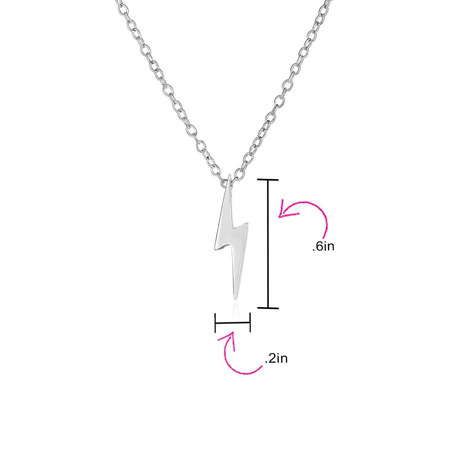 Minimalist Lightning Bolt Pendant Necklace and Stud Earrings Set Sterling Silver - Image 5