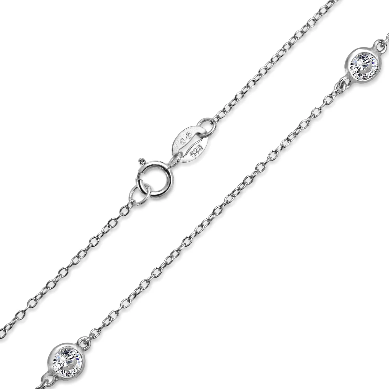 Minimalist Simple Wrap CZ By The Inch Tin Cup Chain Necklace Sterling Silver - Image 6