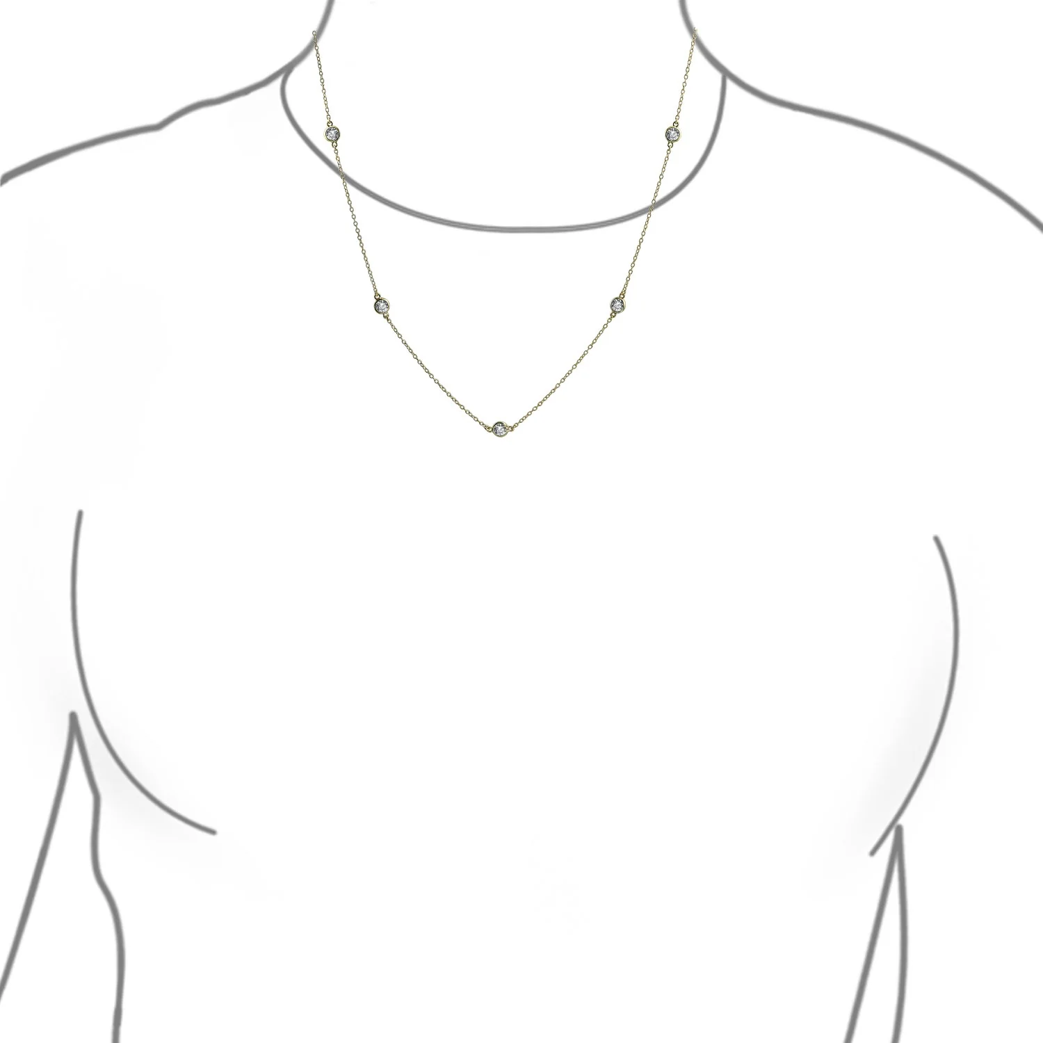 Minimalist Simple Wrap CZ By The Inch Tin Cup Chain Necklace Sterling Silver - Image 9