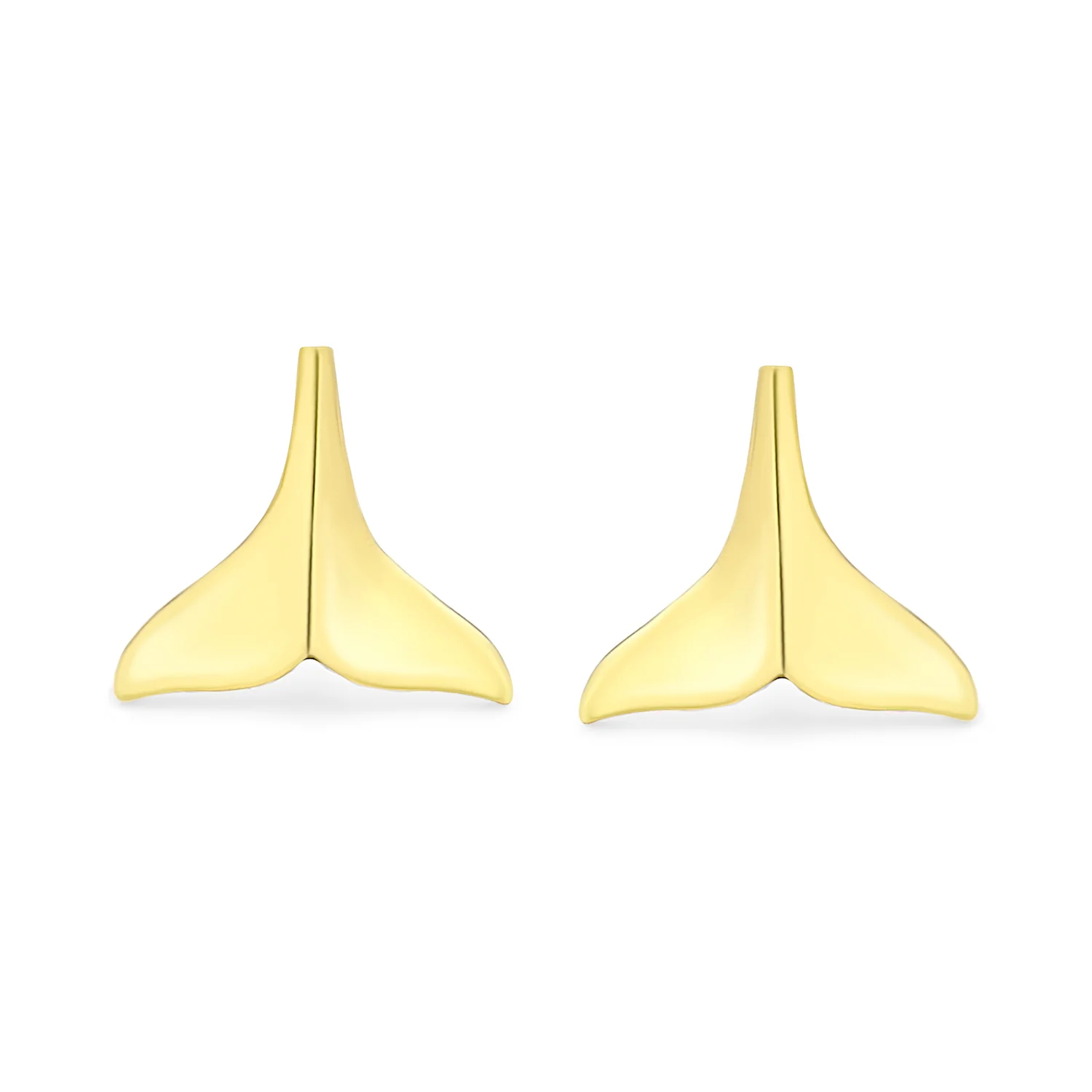 Nautical Mermaid Fin Whale Tail Stud Earrings Sterling Silver Rose Gold Vermeil - Image 3