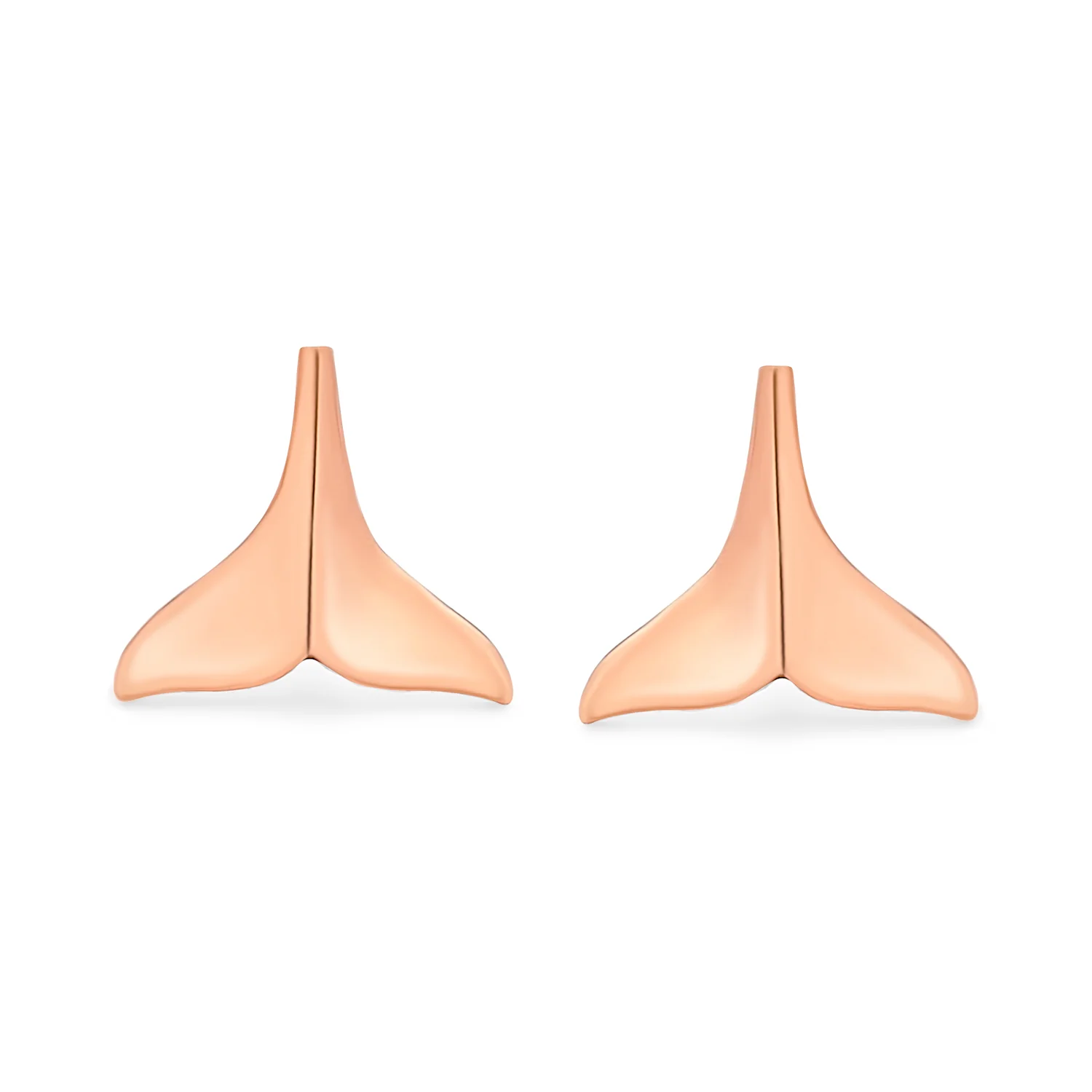 Nautical Mermaid Fin Whale Tail Stud Earrings Sterling Silver Rose Gold Vermeil - Image 4