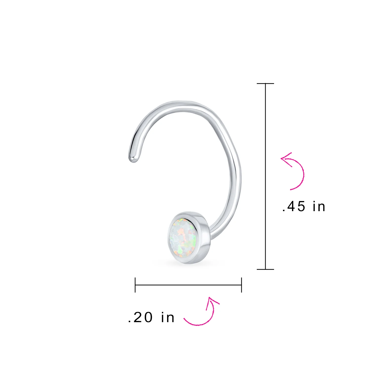 Minimalist Opal Huggie Ear Cuff Cartilage Earrings Sterling Silver Non-Piercing - Image 3