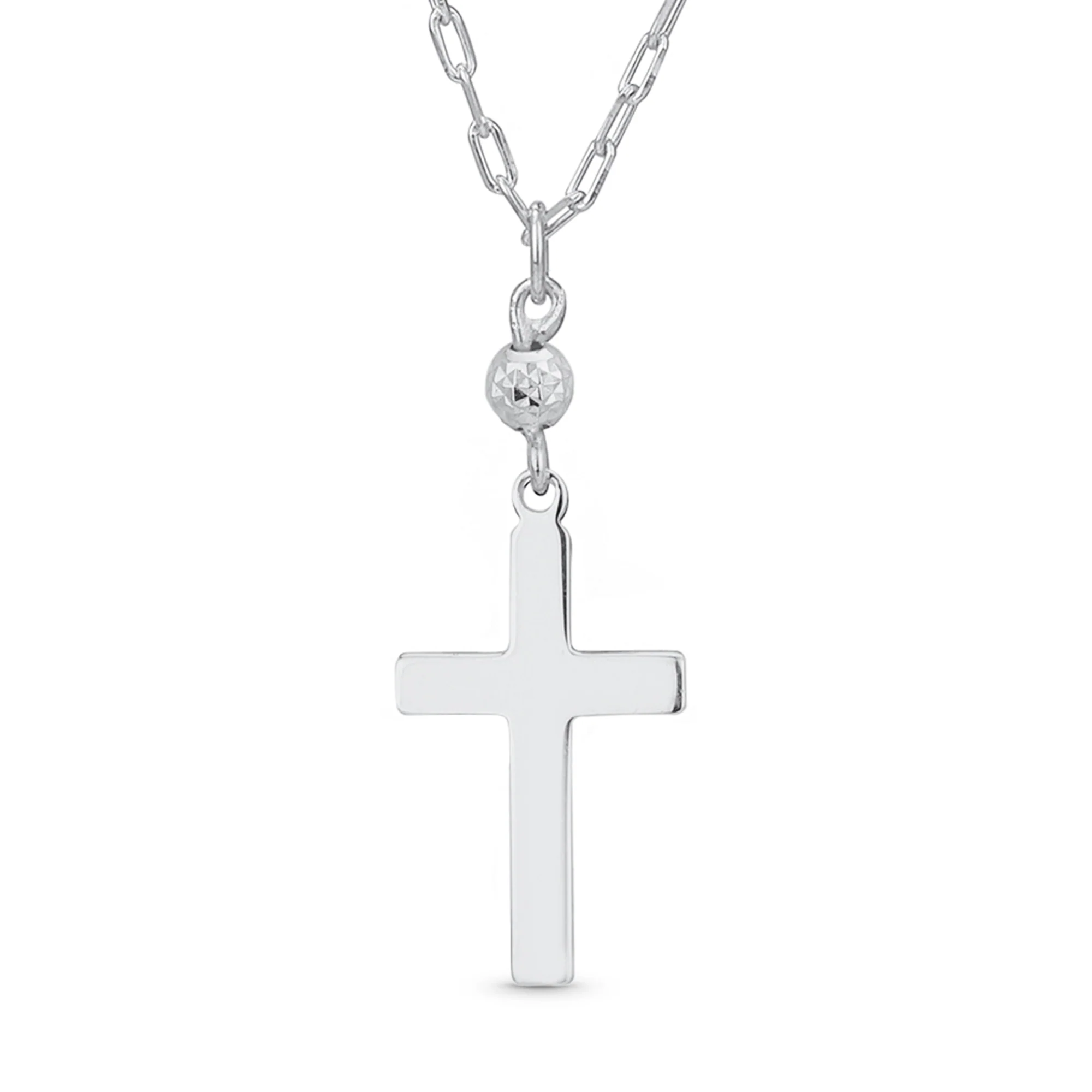 Minimalist Petite Religious Pendant Necklace Cross and CZ Accent Sterling Silver - Image 2