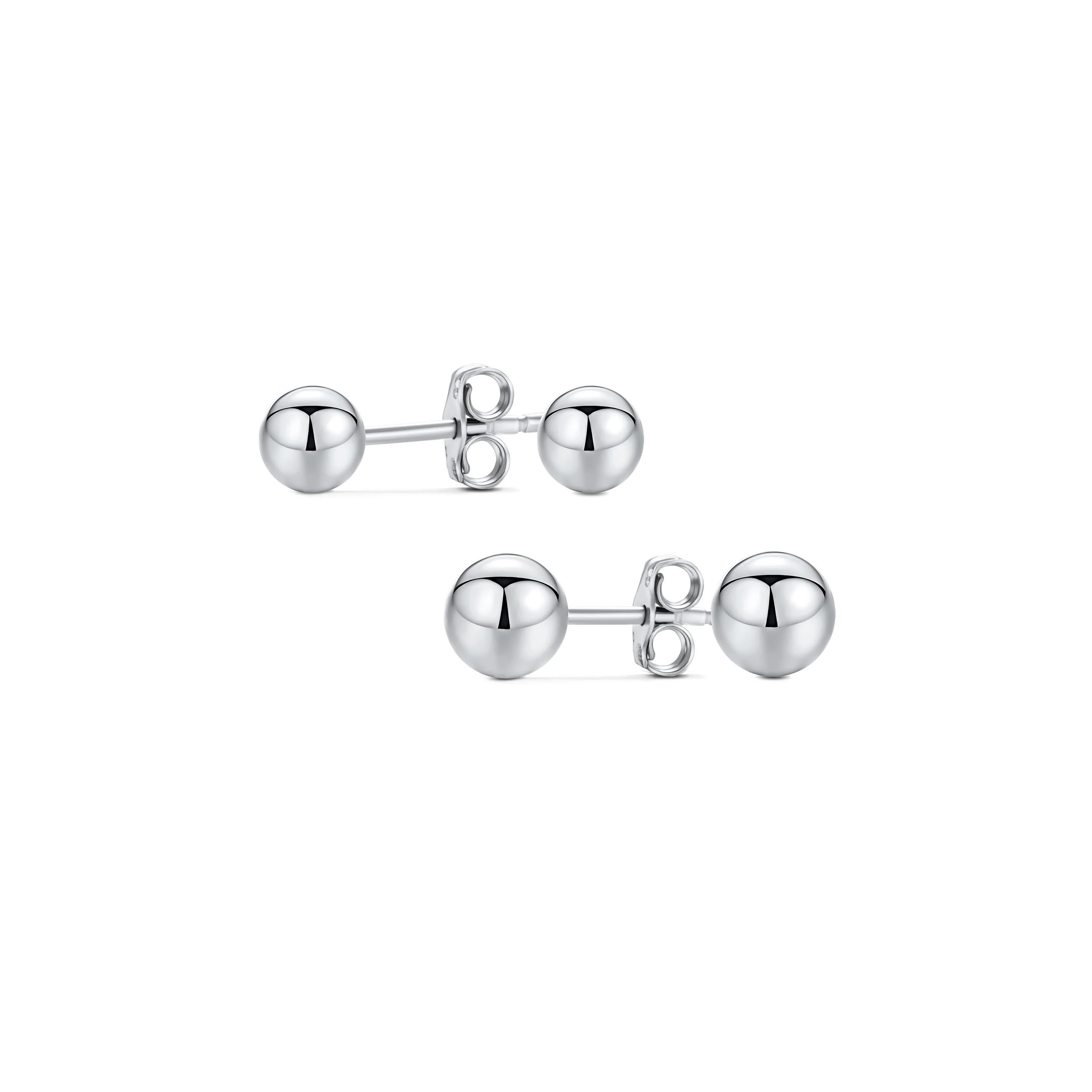 Set of Two Minimalist Drop Ball Earrings in Sterling Silver 2-10 MM Sizes