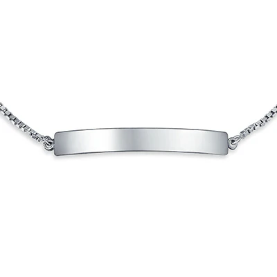 Minimalist Name Plated Bar Identification Tag ID Bolo Bracelet Sterling Silver Adjustable - Image 2