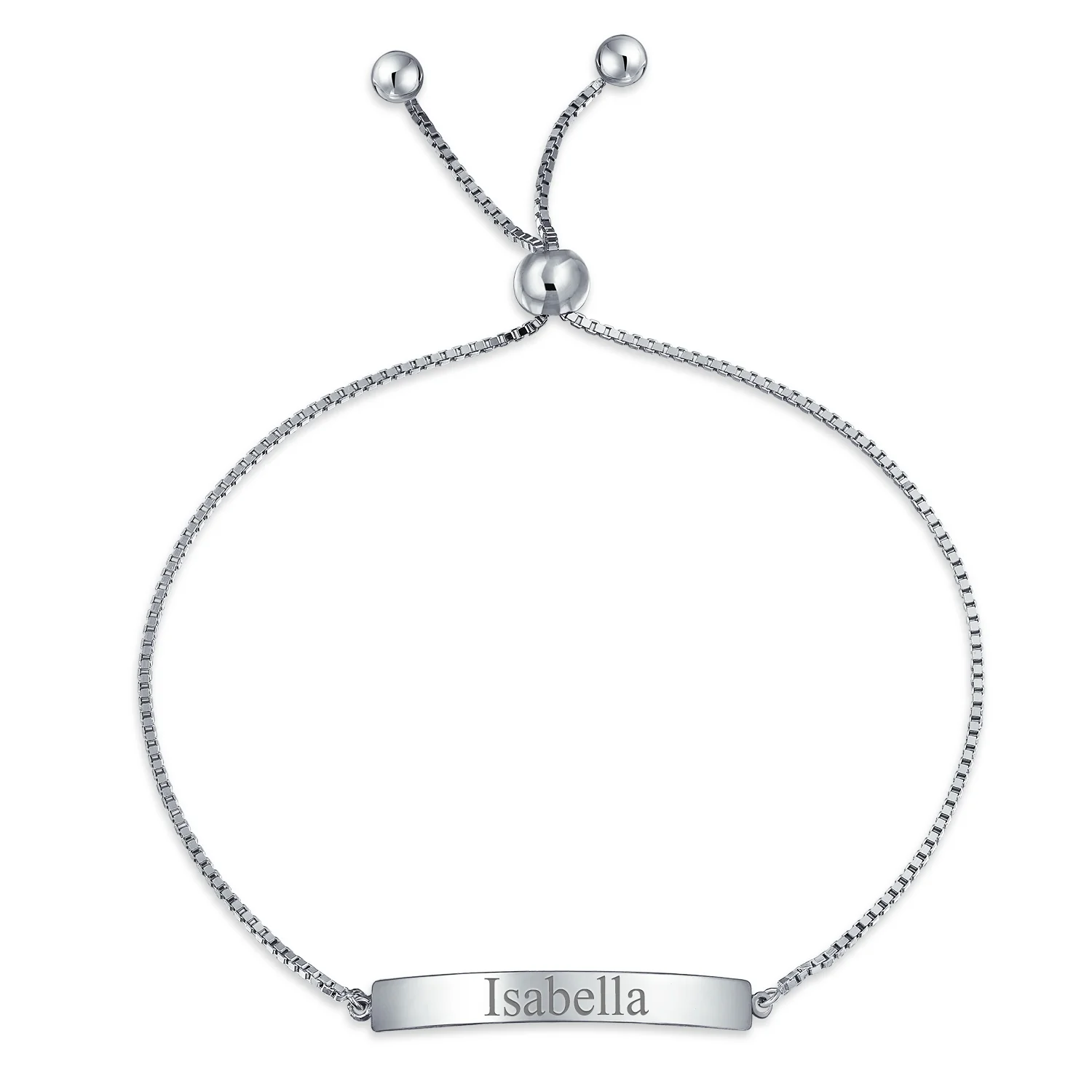 Minimalist Name Plated Bar Identification Tag ID Bolo Bracelet Sterling Silver Adjustable - Image 3