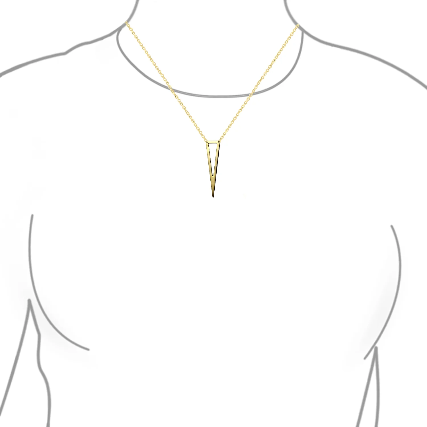 Minimalist Triangle Geometric Pendant Necklace in Sterling Silver - Image 3