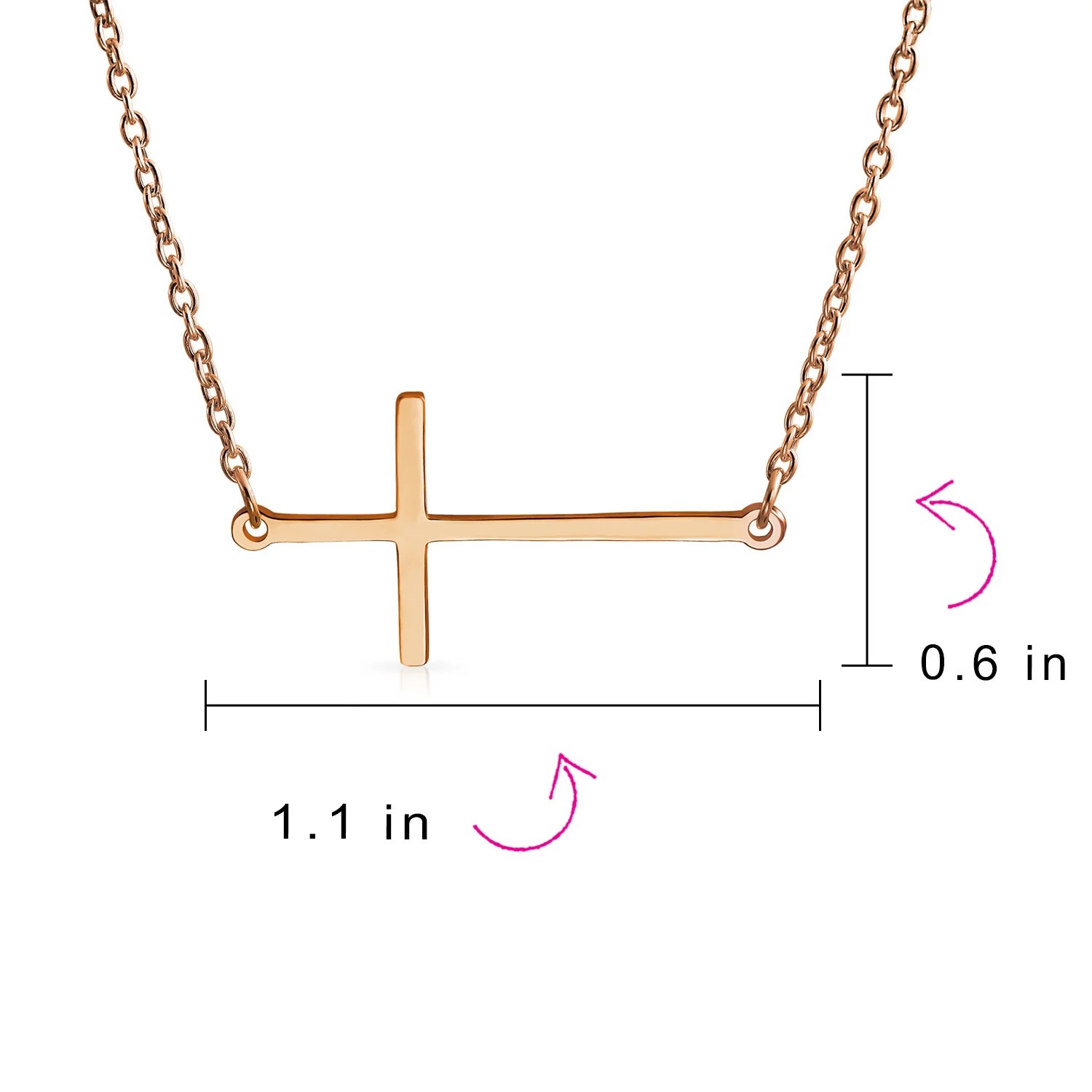 Religious Simple Sideways Cross Necklace Station Pendant .925 Sterling Silver - Image 4