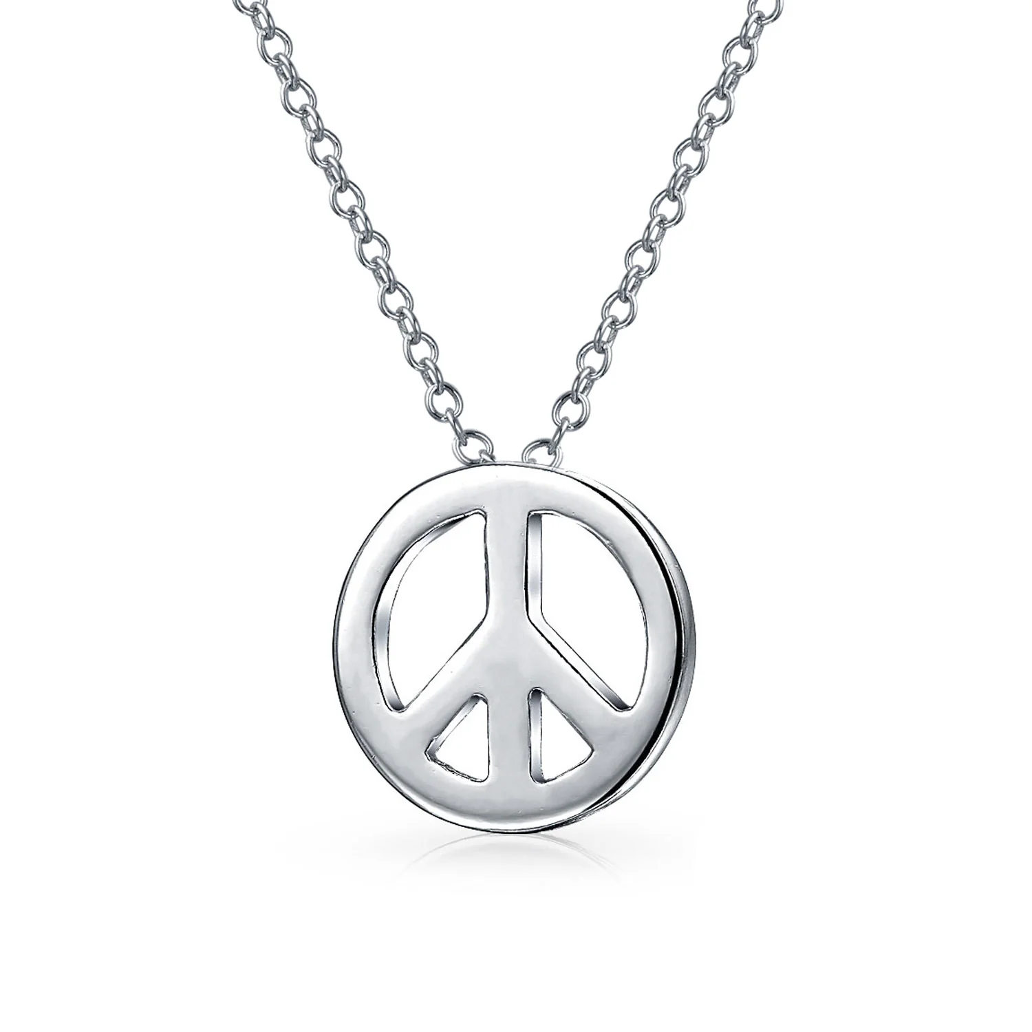Tiny World Peace Sign Pendant Necklace Gold Plated .925 Sterling Silver