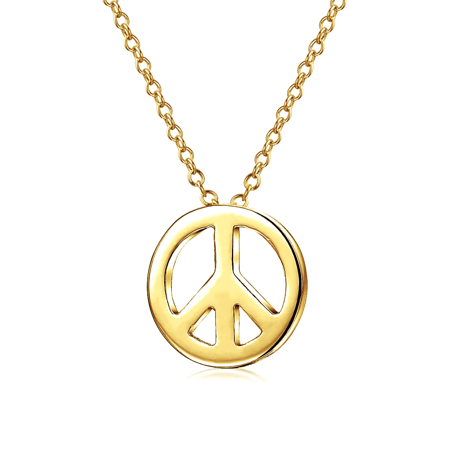 Tiny World Peace Sign Pendant Necklace Gold Plated .925 Sterling Silver - Image 2