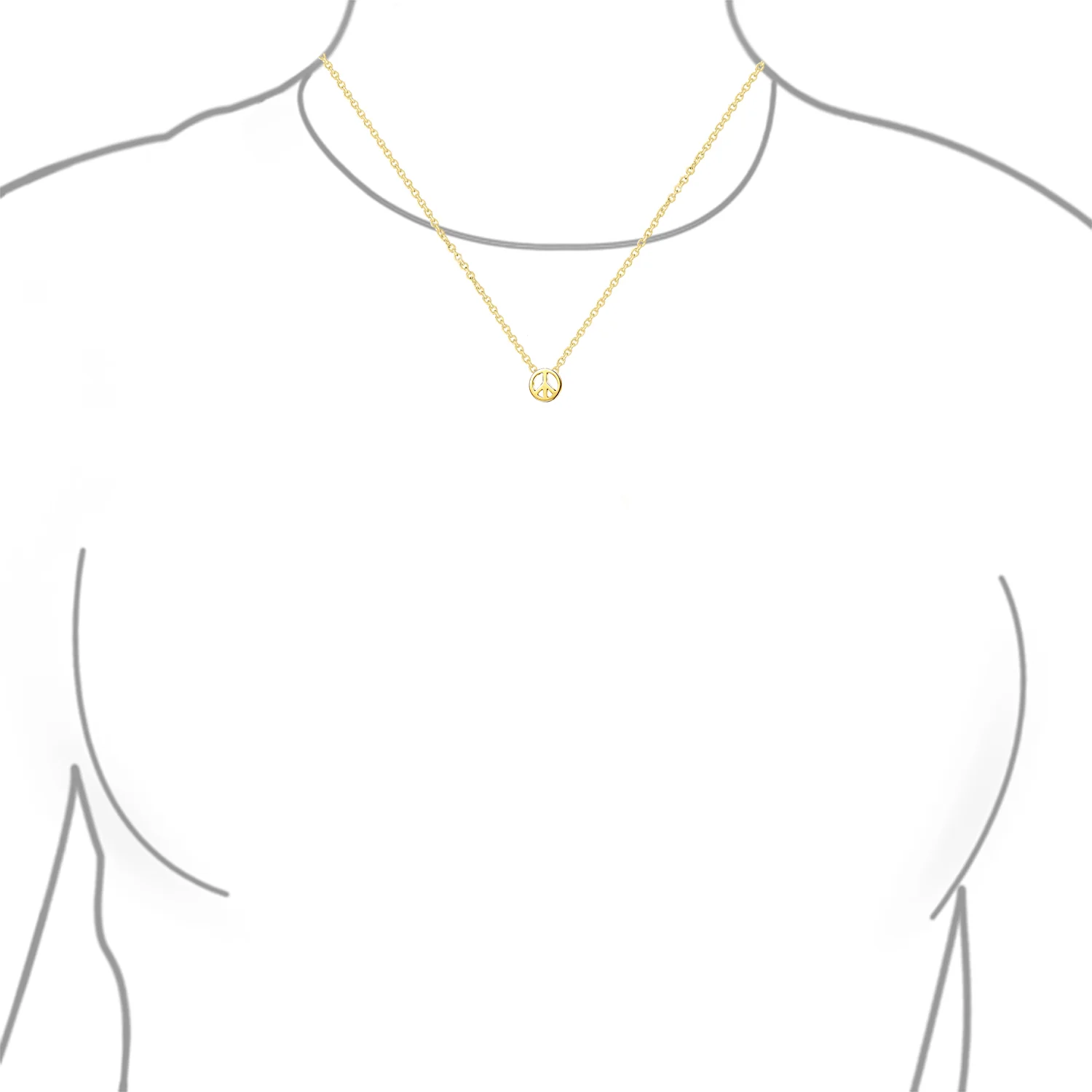 Tiny World Peace Sign Pendant Necklace Gold Plated .925 Sterling Silver - Image 4