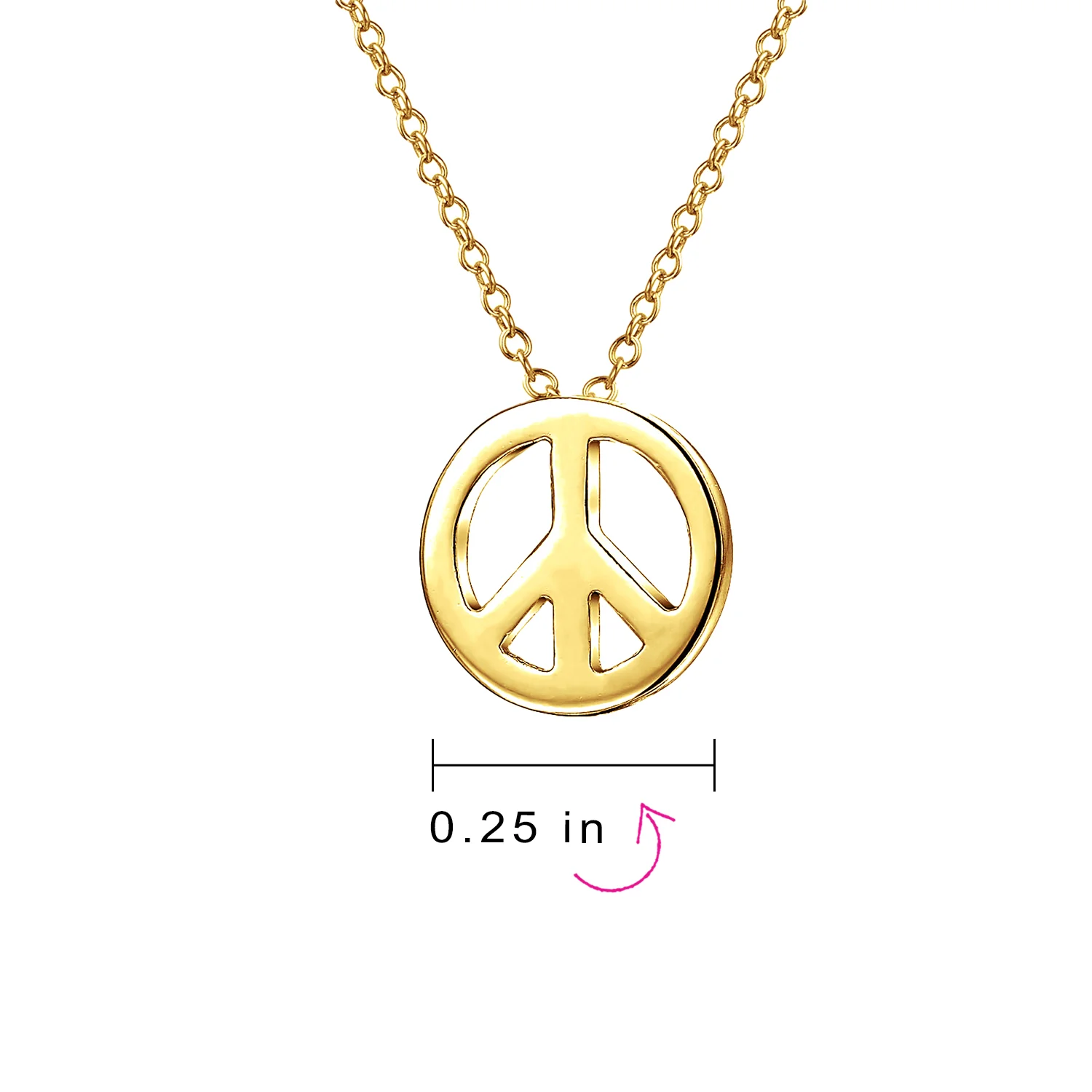 Tiny World Peace Sign Pendant Necklace Gold Plated .925 Sterling Silver - Image 6