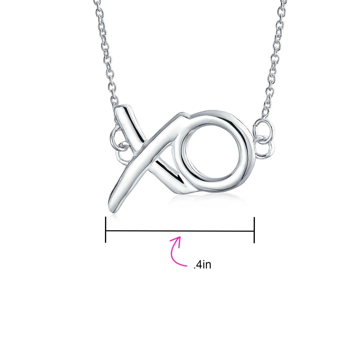 Minimalist XO Station Pendant Necklace in Sterling Silver with Chain - Image 4