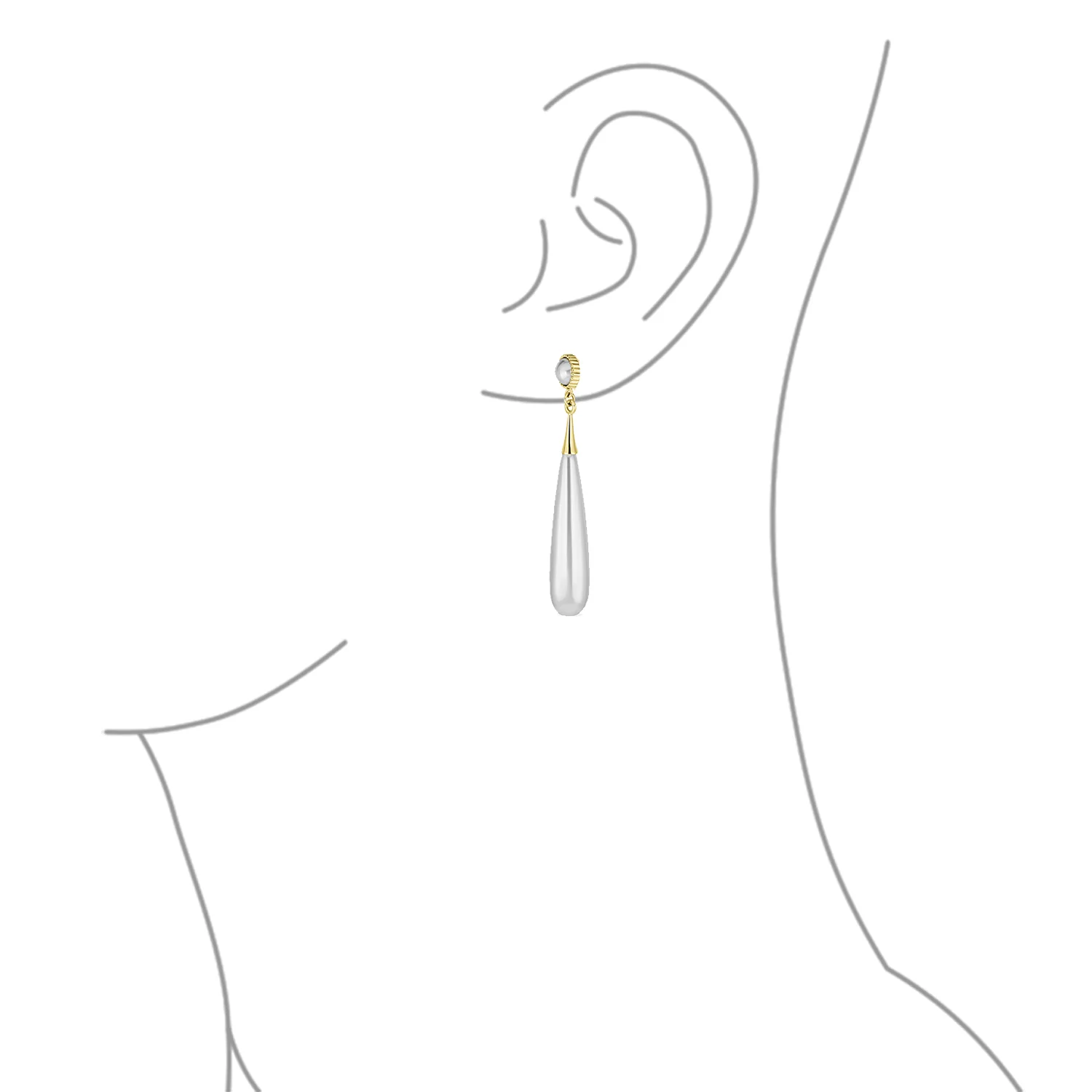 Bridal Linear Simulated Pearl Dangling Clip-on Earrings Gold - Image 7
