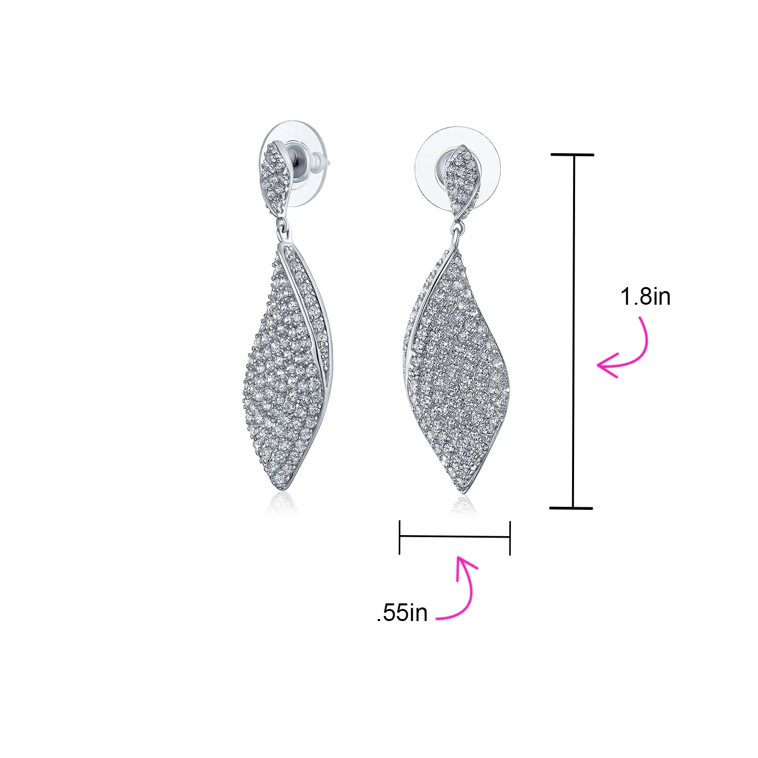 Modern Bridal Pave Cubic Zirconia Dangling Statement Teardrop Chandelier Earrings Silver Plated - Image 4